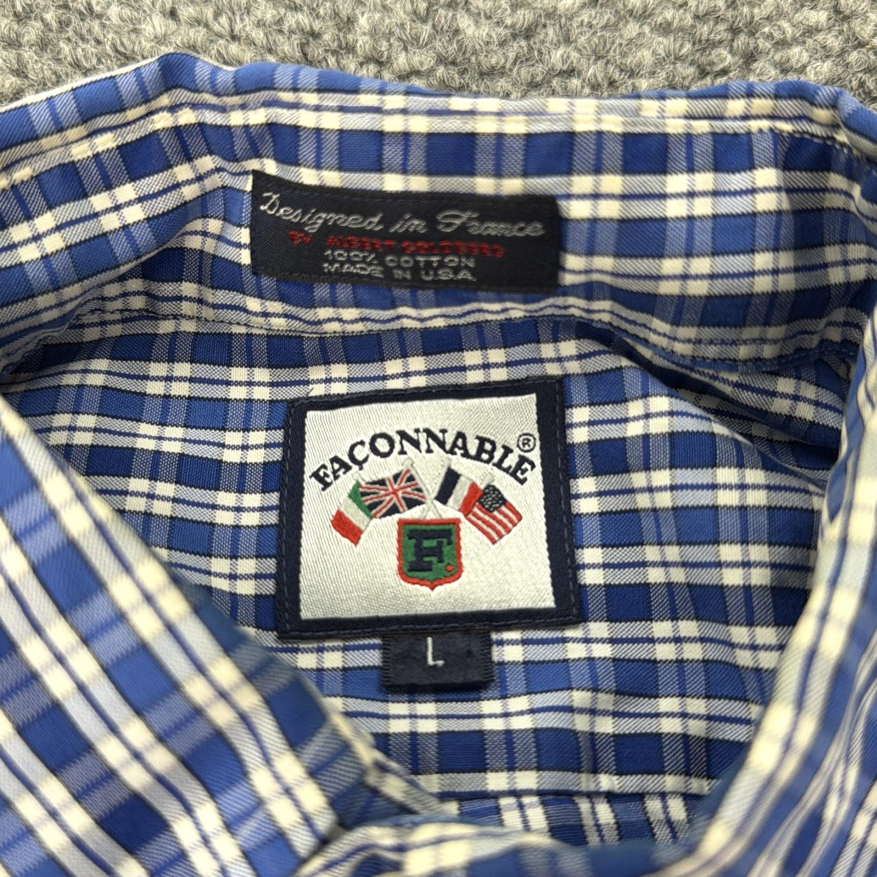 Faconnable Faconnable Shirt Mens Large Blue White Plaid Button Down Cotton Made USA Casual Size US L / EU 52-54 / 3 - 5 Thumbnail