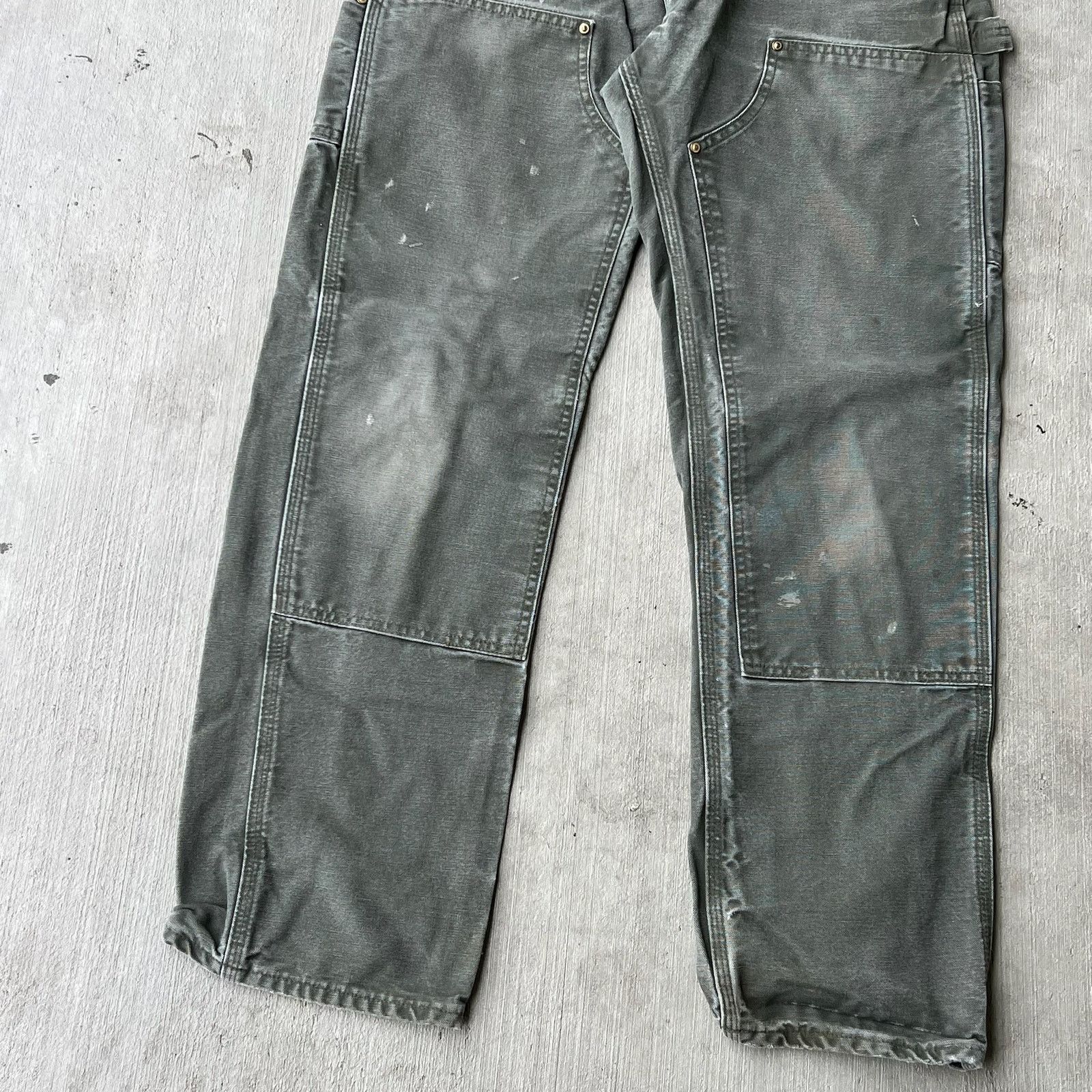 Carhartt × Vintage Carhartt faded MOS green double knee work carpenter pants Size US 31 - 8 Thumbnail