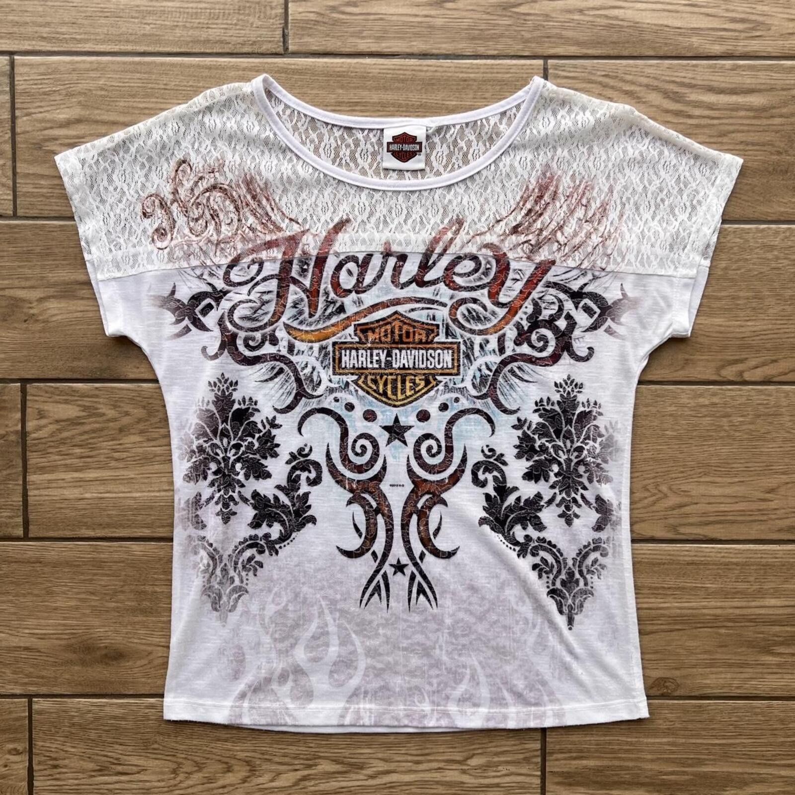 [希少]Harley-Davidson Tシャツ y2k ギャル　平成 グランジ Harley Davidson Y2K White Harley Davidson LA Grunge Gothic Biker T
