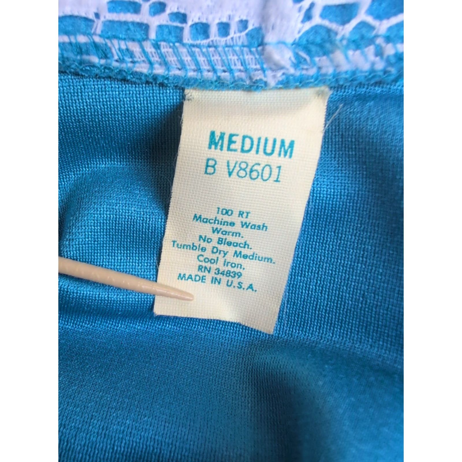 Vintage VINTAGE Guilford Mills Women's Loungewear Robe M Blue Belt Closure White Trim Long Size ONE SIZE - 7 Thumbnail