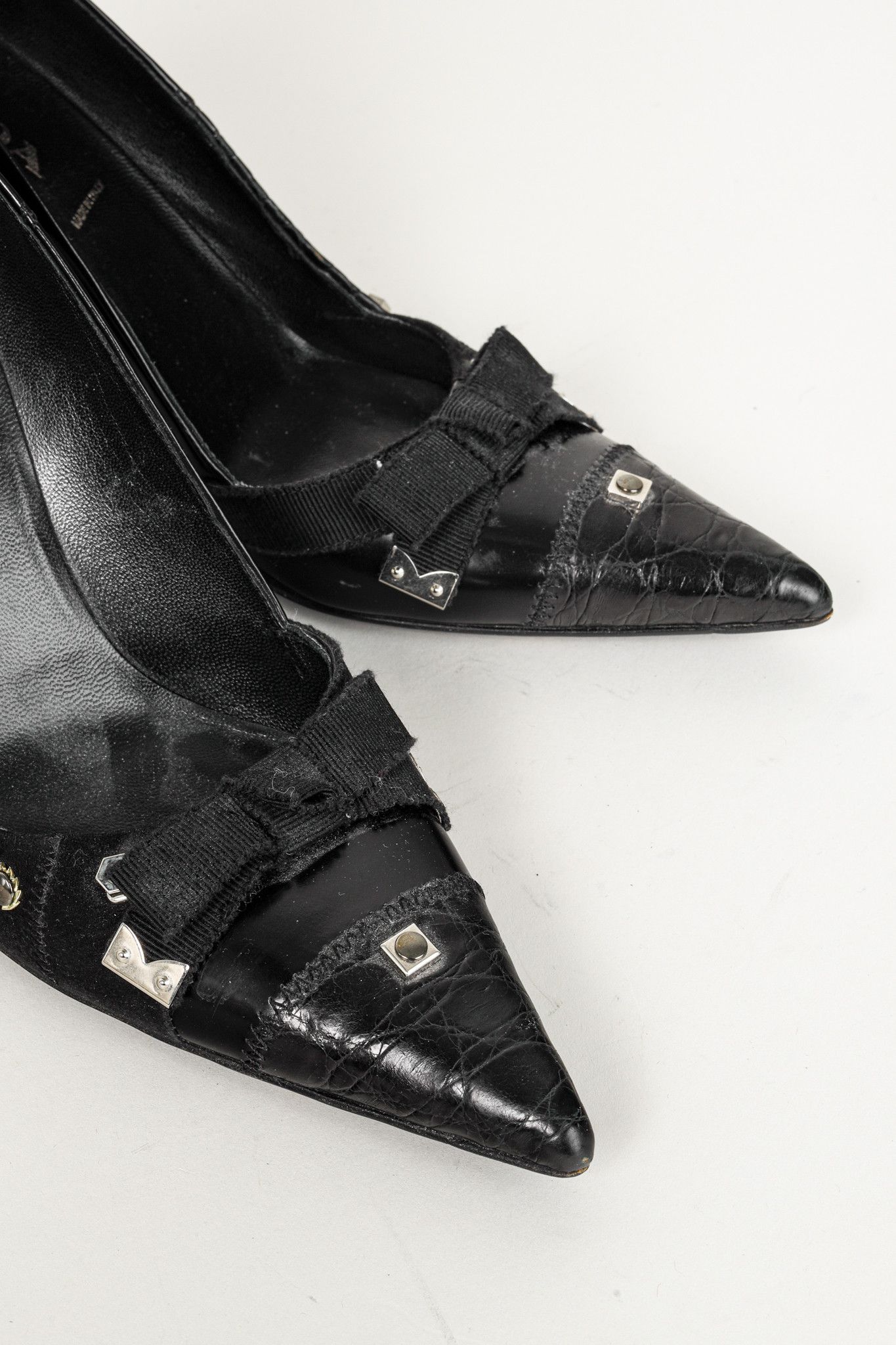 Prada Prada Black Tool Embellished Ribbon Trim Pumps Size US 8 / IT 38 - 6 Thumbnail