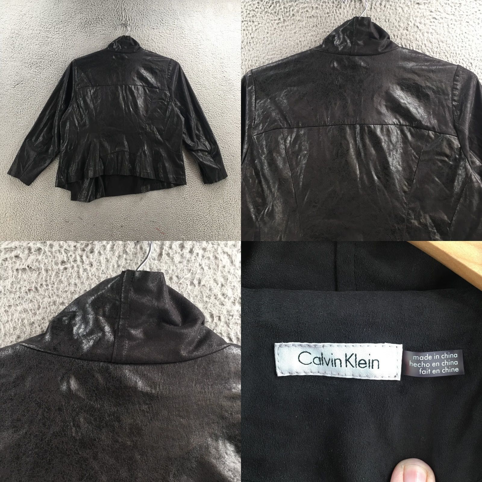 Calvin Klein Calvin Klein Biker Jacket Womens Small Black Faux Leather Long Sleeve Zip Up Size S / US 4 / IT 40 - 8 Thumbnail