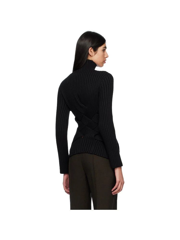 Bottega Veneta o1loc1c0824 725638 Intreccio Wool Jumper in Black Size XS / US 0-2 / IT 36-38 - 4 Thumbnail