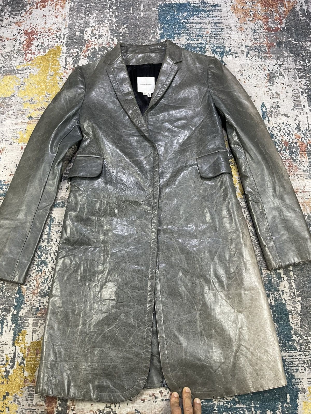 Costume National CoSTUME National Distressed Leather Trench Coat Size S / US 4 / IT 40 - 7 Thumbnail