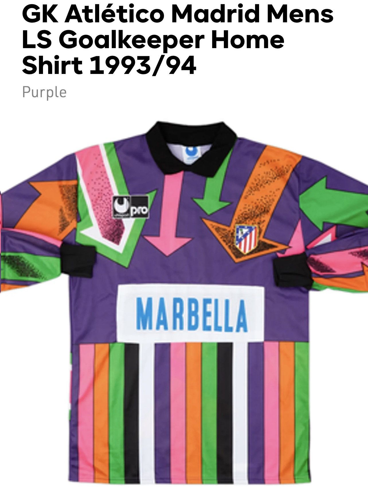 Other 1992 Uhlsport goalkeeper template Atletico Madrid jersey Size US S / EU 44-46 / 1 - 2 Thumbnail