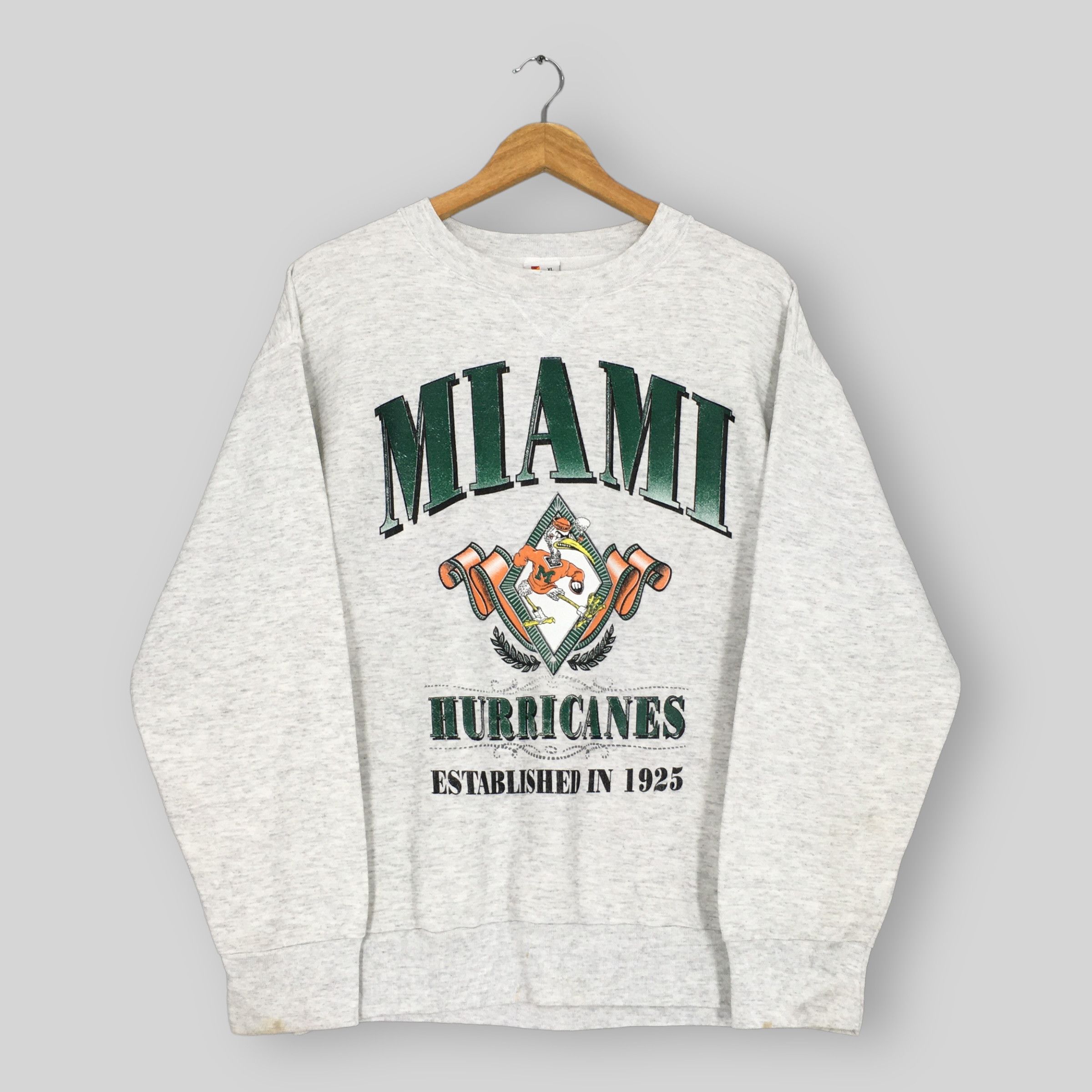 NCAA × Vintage Vintage 90s Rare Miami Hurricanes NCAA Sweatshirt XLarge Size US XL / EU 56 / 4 - 1 Thumbnail