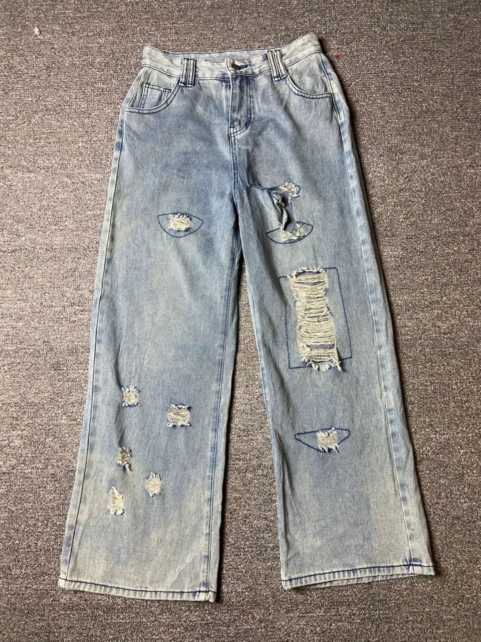 Japanese Brand × Vintage Japanese Brand Baggy Distressed Denim Ripped Jeans (123) Size US 27 - 1 Thumbnail