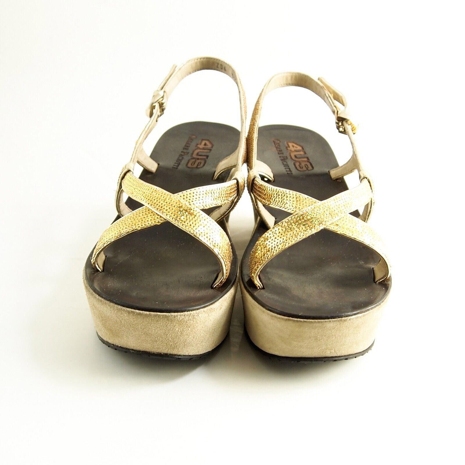 Paciotti Paciotti Wedge Sandals Strappy Gold Sequins US 9 EU 39 Size US 9 / IT 39 - 3 Thumbnail