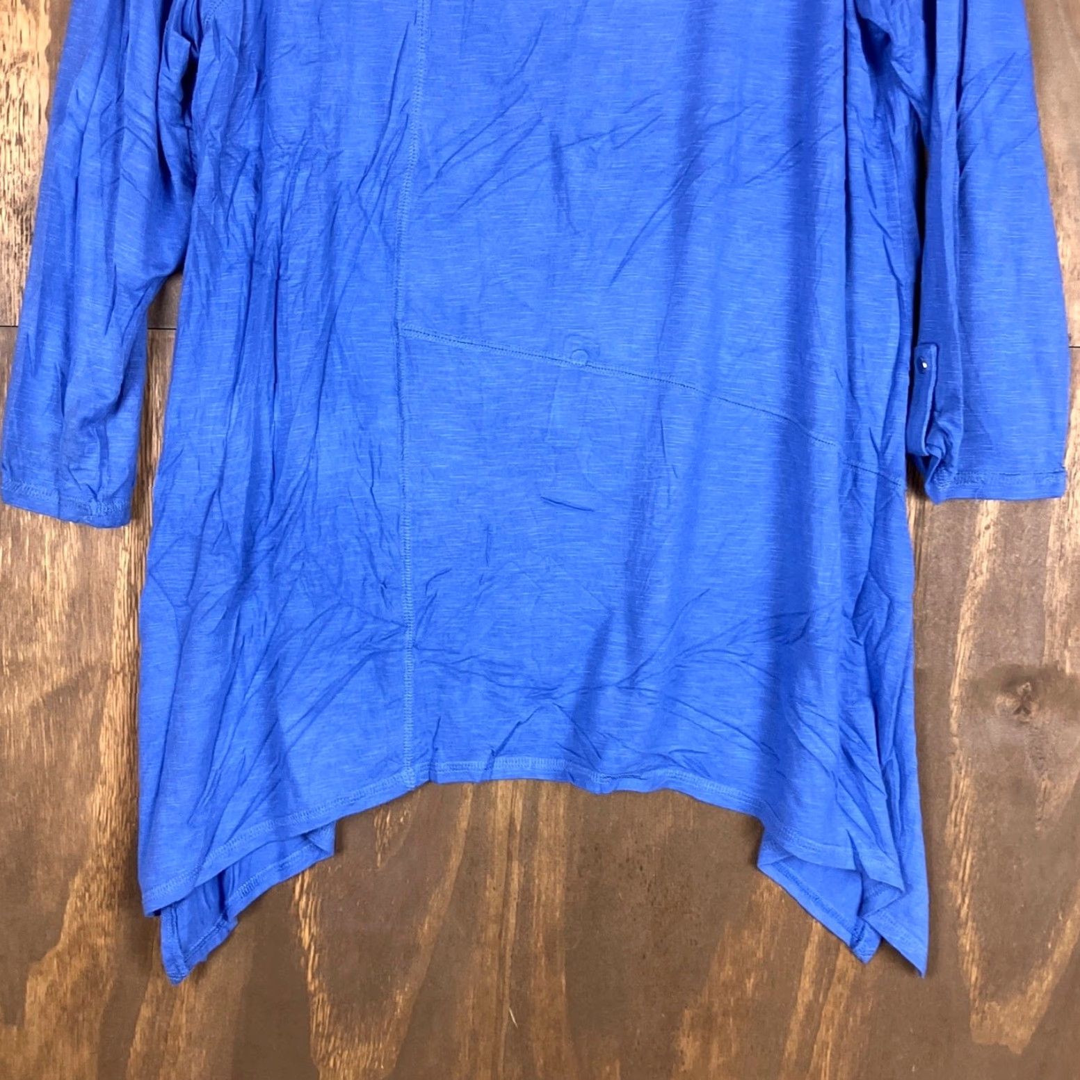 Vintage Chico's Zenergy Womens Blouse Blue Asymmetrical Tunic 3/4 Sleeve Roll Tab 2 (L) Size L / US 10 / IT 46 - 3 Thumbnail