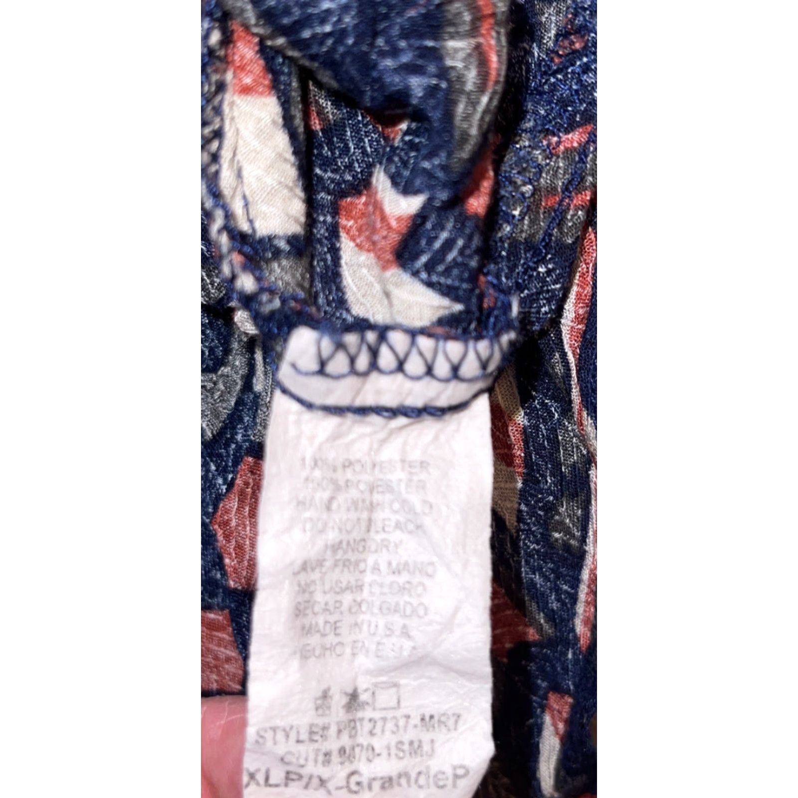 Vintage Papermoon Shirt Womens XL Petite Dark Blue Lightweight See Meas Roll Tab Sleeve Long Sleeve Blouse Petite Womens Shirt Size XL / US 12-14 / IT 48-50 - 5 Thumbnail