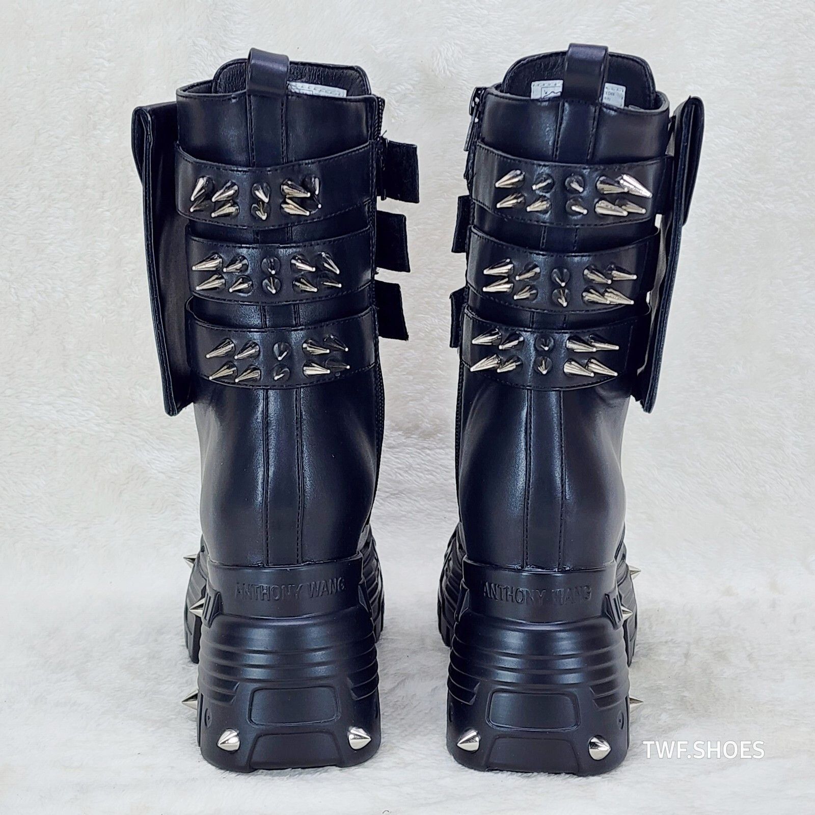 Other Anthony Wang Blackest Night Cyber Punk Goth Mid Calf Platfor Size US 8.5 / IT 38.5 - 4 Thumbnail