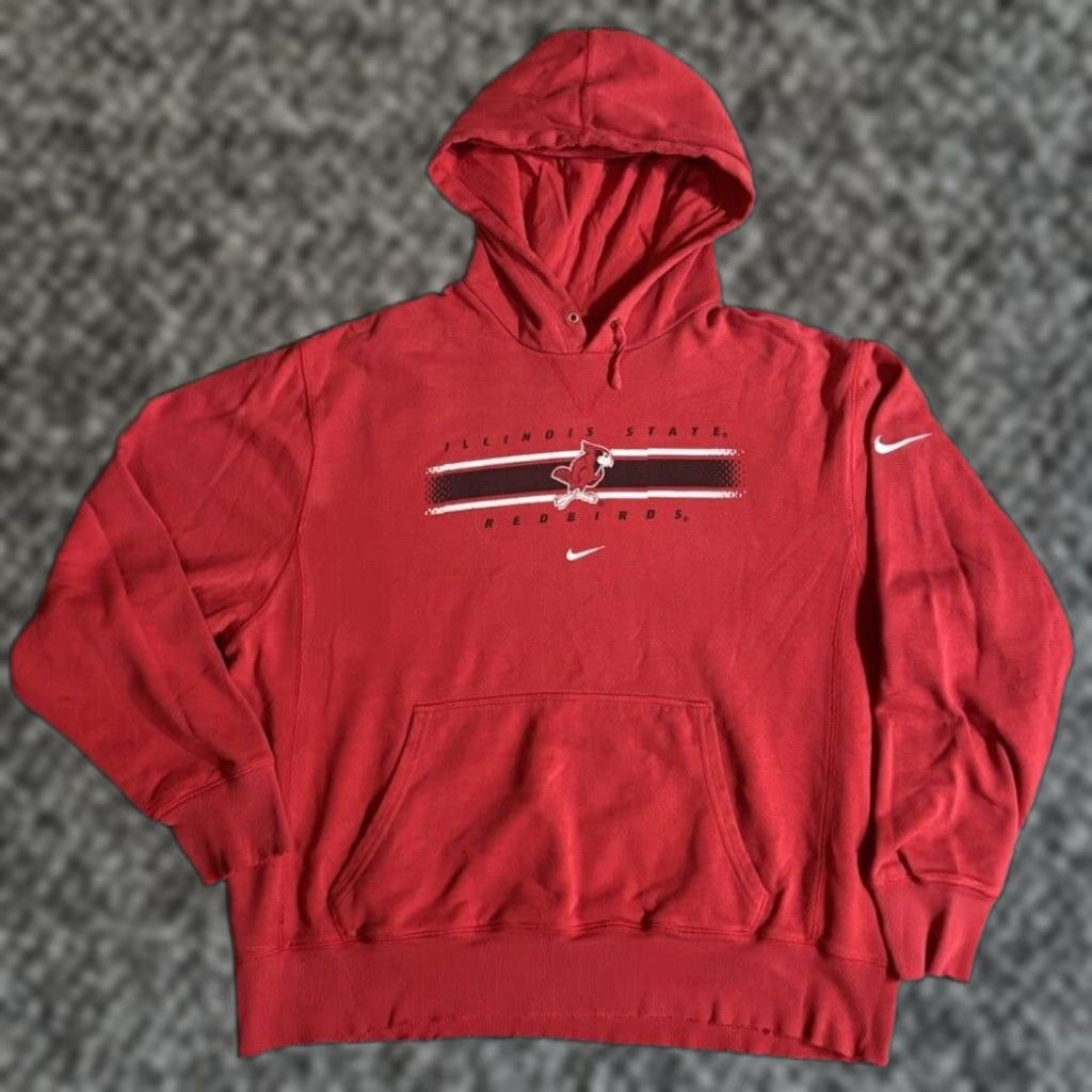 Nike VINTAGE Nike Hoodie Illinois State Redbirds Gusset Reverse Weave XL Red College Sports Mens Size US XL / EU 56 / 4 - 1 Thumbnail