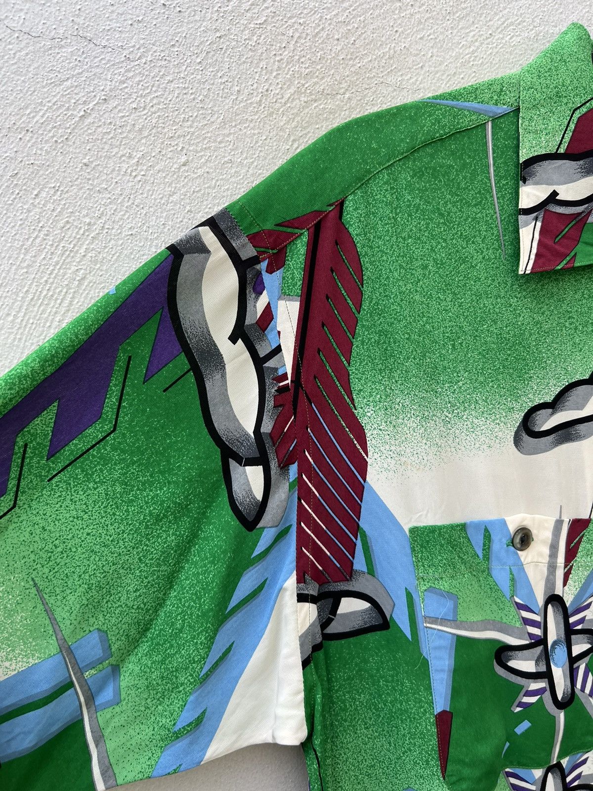 Vintage Vintage 90s Jun Saito Grass Men 100% Rayon Hawaiian Shirt Size US L / EU 52-54 / 3 - 14 Thumbnail