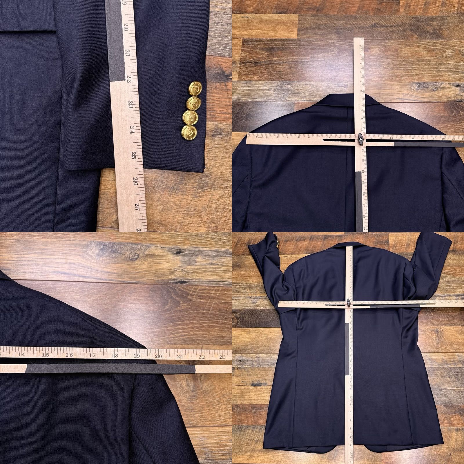 Ralph Lauren Lauren Ralph Lauren Blazer 42R Navy Wool Gold Buttons Blazer Jacket Solid Blue Mens Regular 2-Button Notch Lapel Vintage No Size 42R - 9 Thumbnail