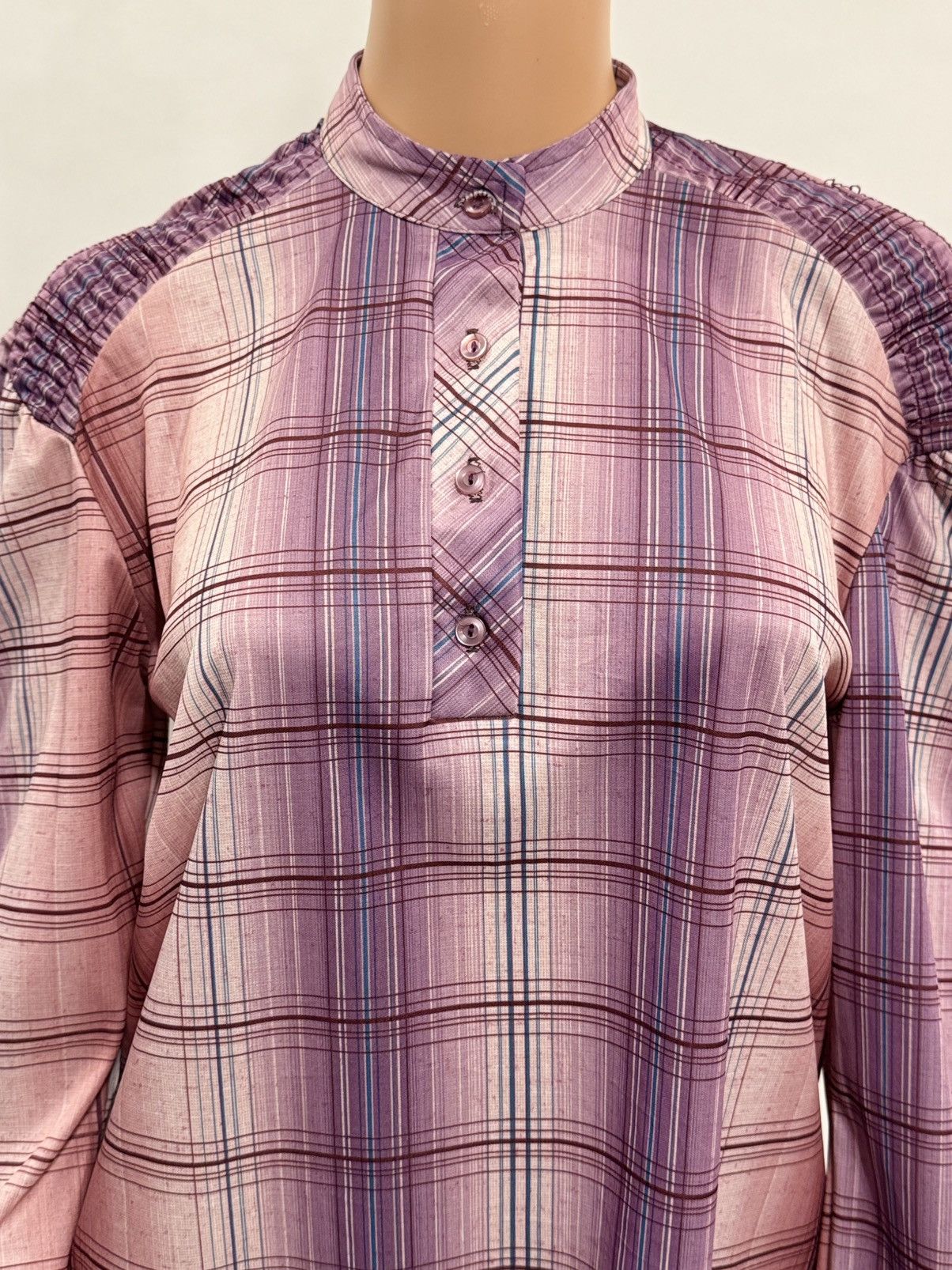 Sears × Vintage Women’s 1970’s Made in USA Purple Plaid Disco Shirt Size S / US 4 / IT 40 - 1 Thumbnail