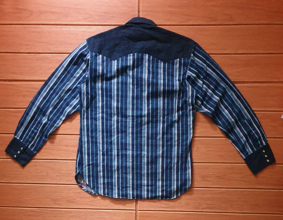 Sugar Cane 💥Sugarcane checkered blue selvedge retro western shirt Size US L / EU 52-54 / 3 - 14 Thumbnail