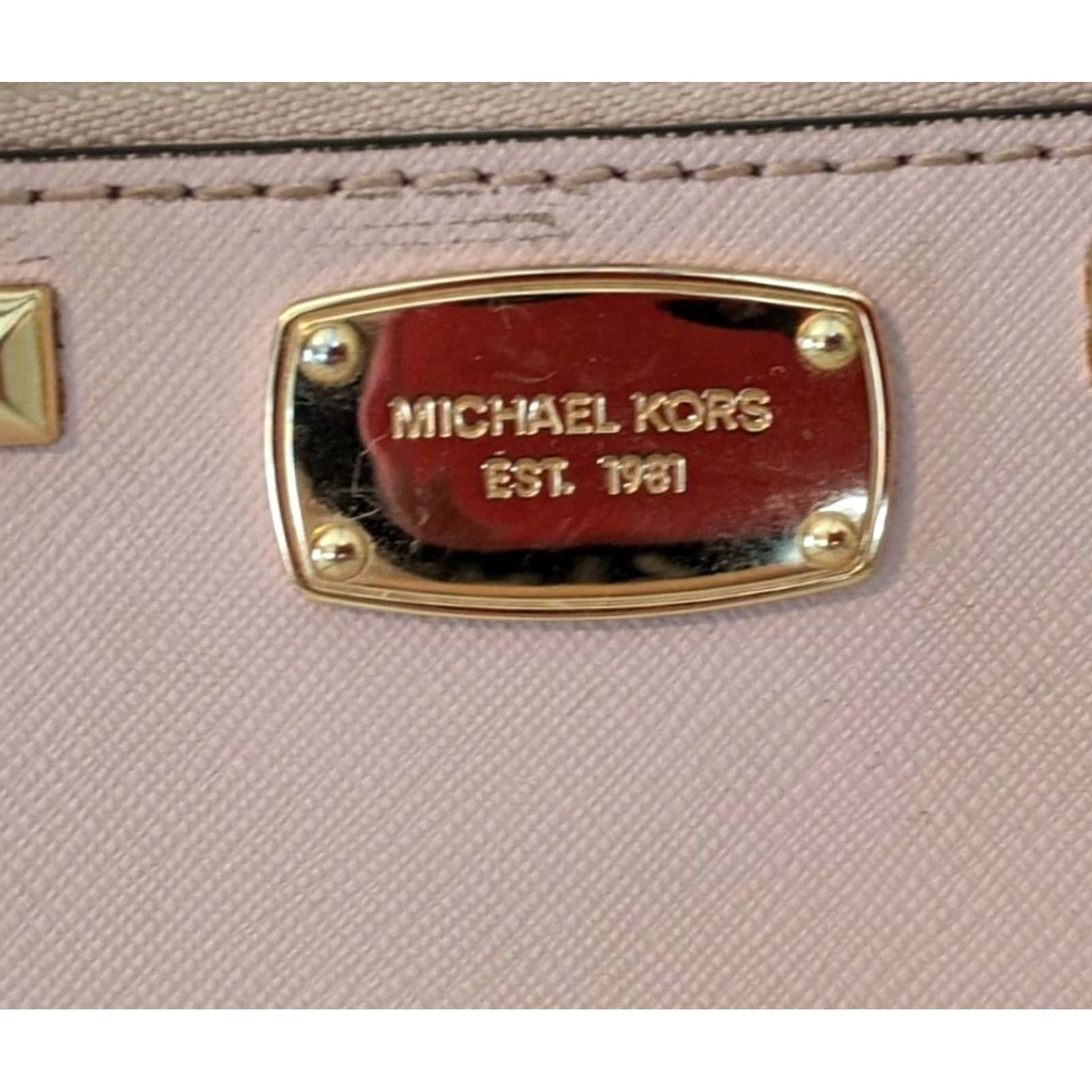 Michael Kors Michael Kors Satchel Bag Mini Saffiano Leather Studded Pink Purse Size ONE SIZE - 3 Thumbnail