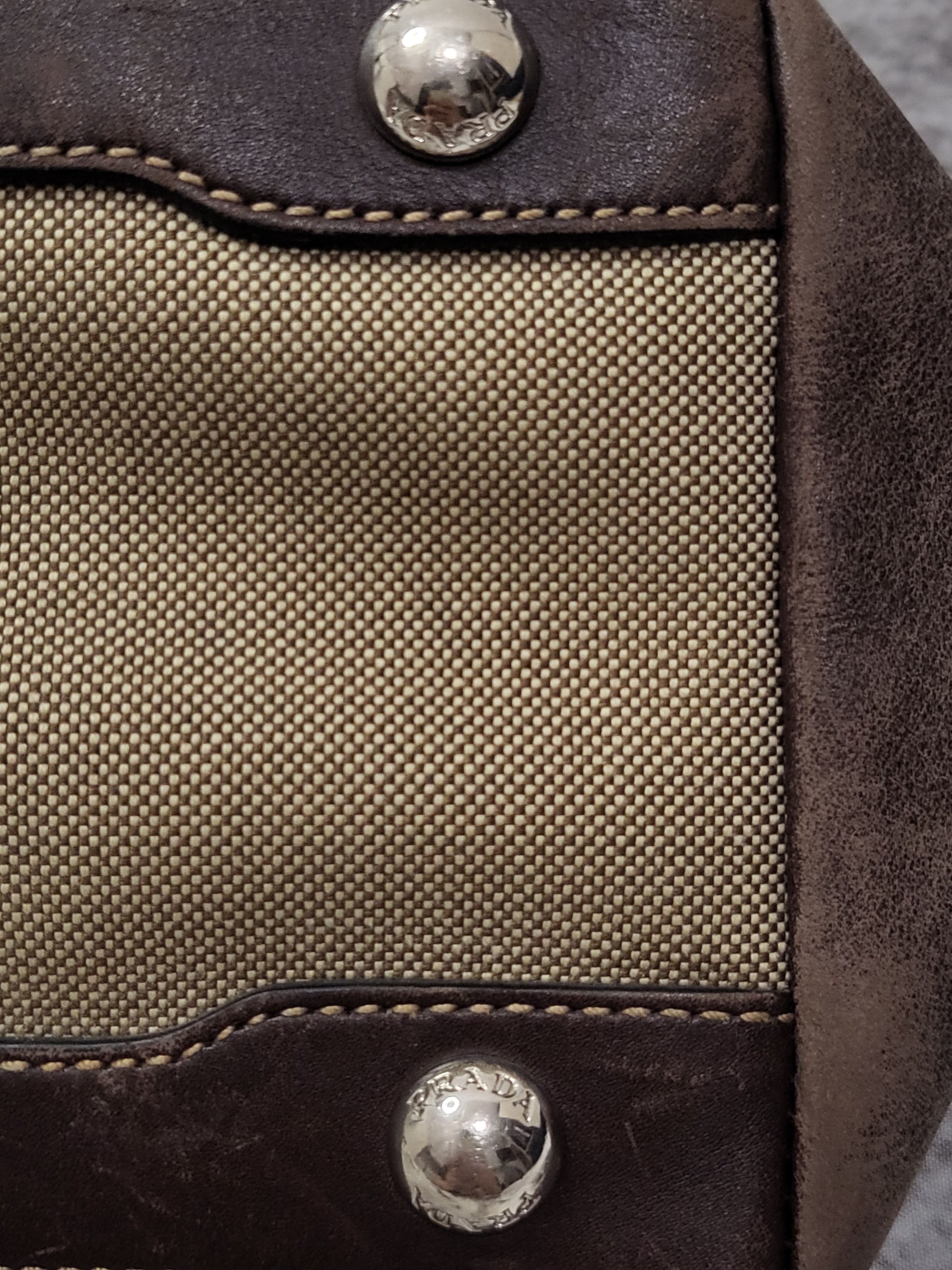 Prada PRADA Logo Jacquard Leather 2Way Bag Beige Broun Size ONE SIZE - 16 Thumbnail