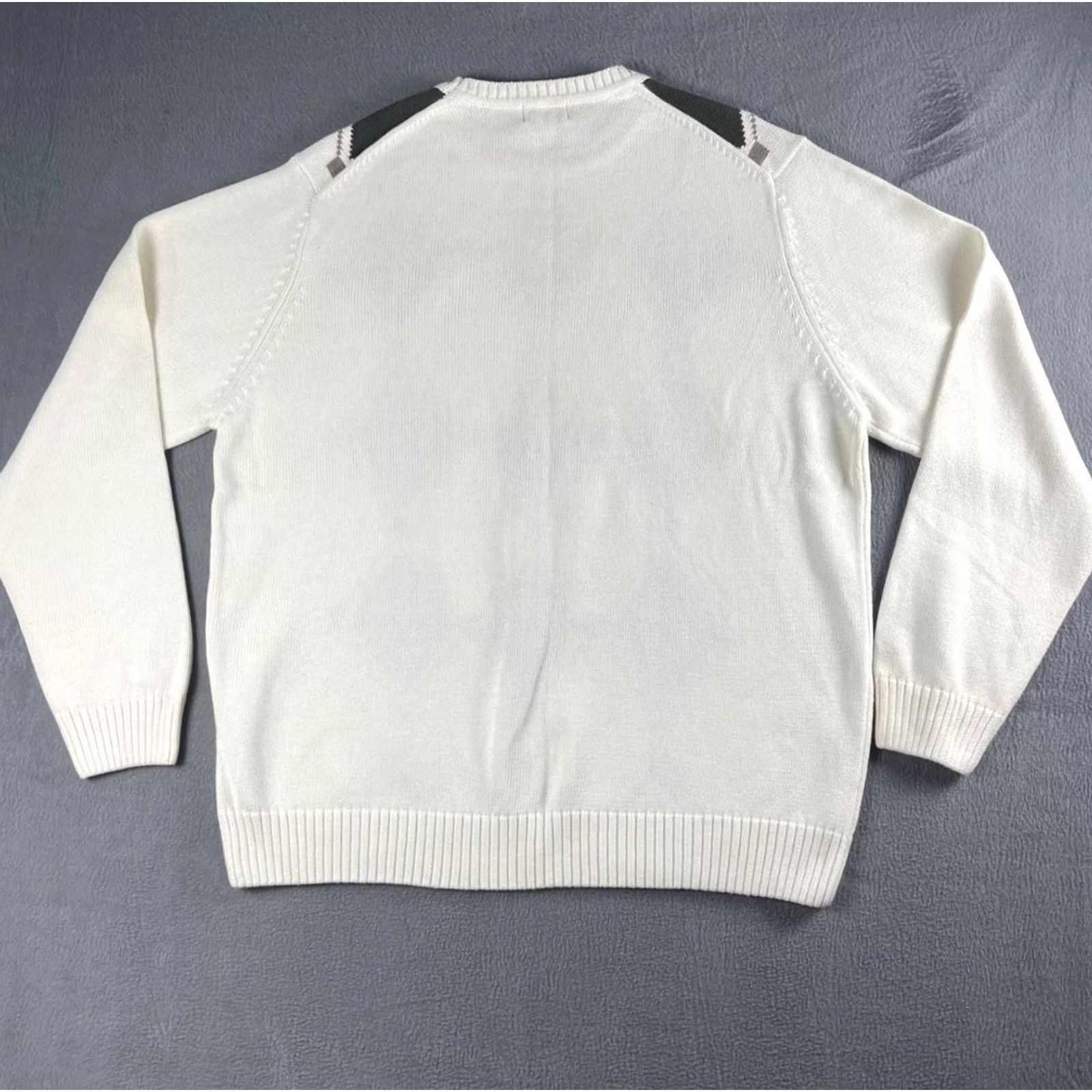 Dockers Dockers Mens Big & Tall Argyle Cable Knit Pullover - White Sweater Size US XXL / EU 58 / 5 - 2 Thumbnail