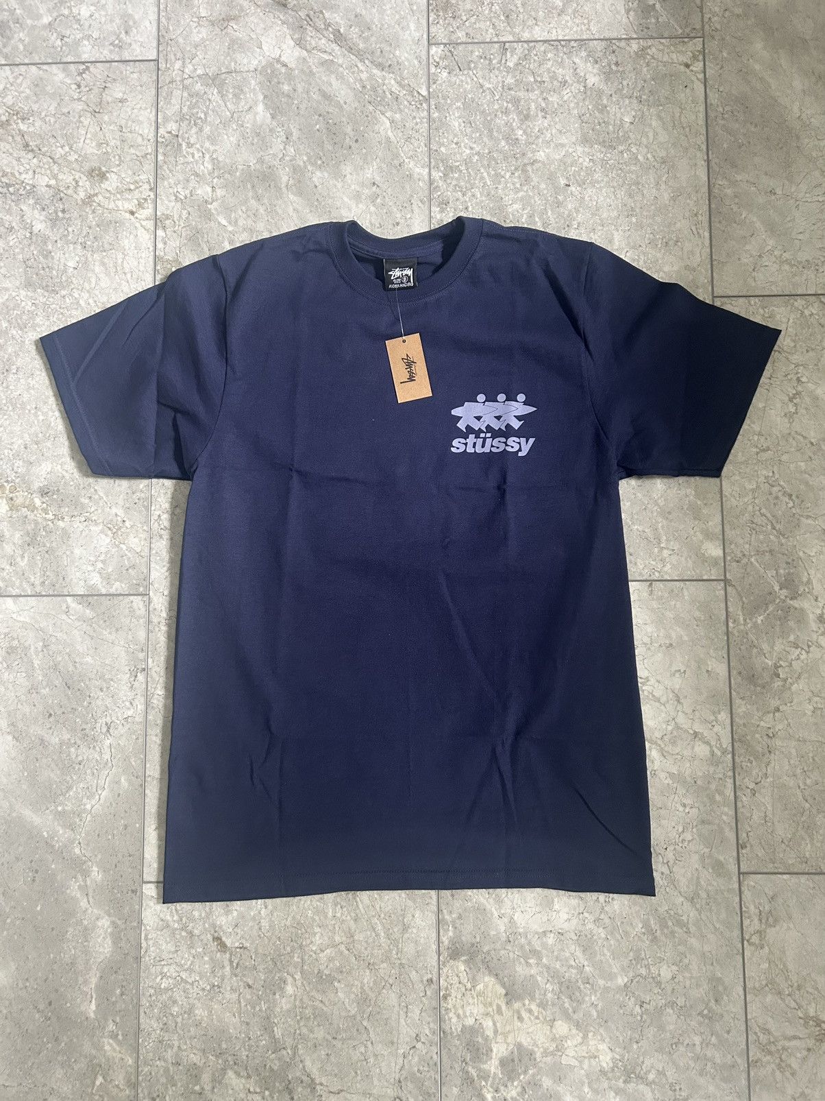 ★STUSSY★ Surfwalk T-Shirt Navy★追跡可★大人気★ 1417722_00.png.png