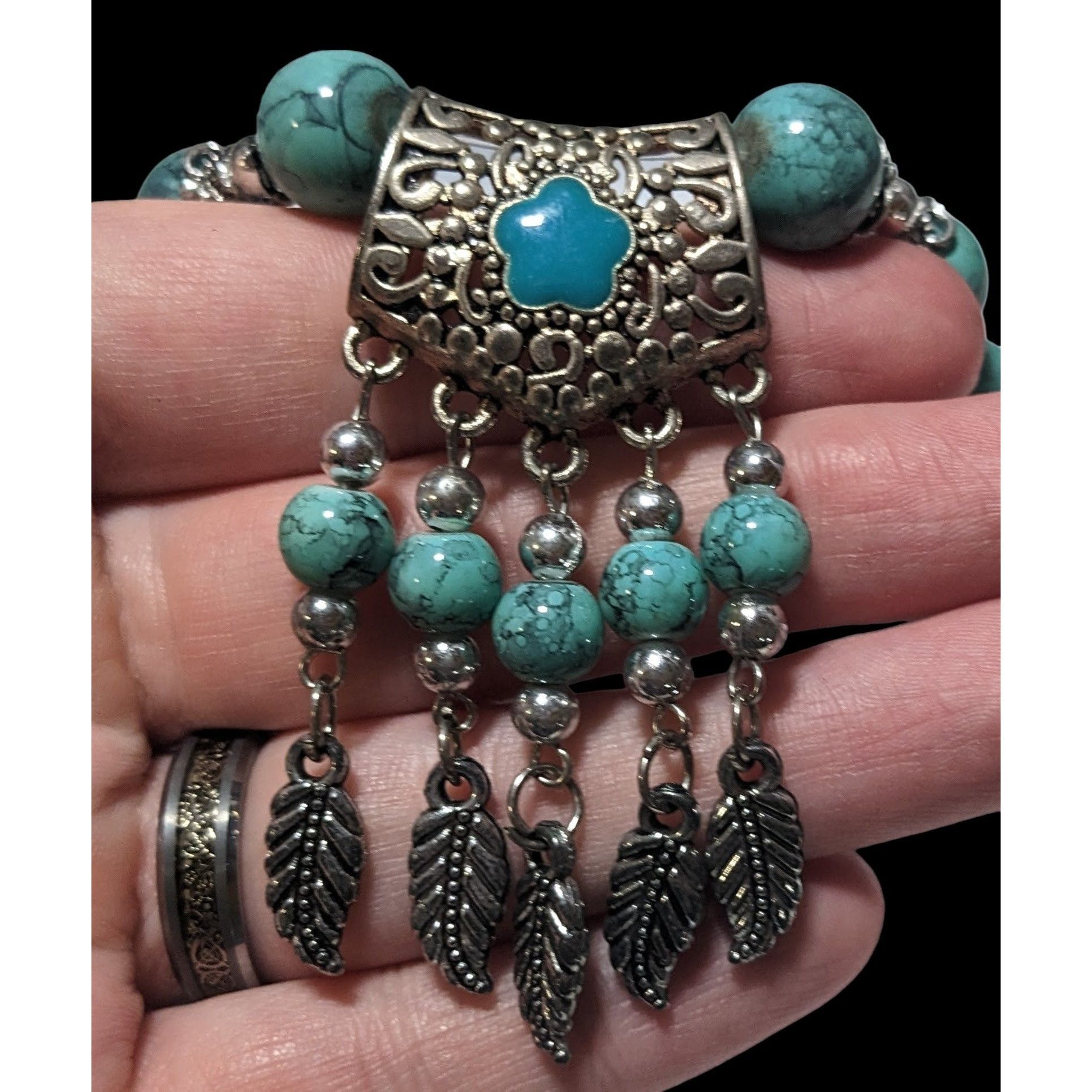 Other Bohemian Style Turquoise Feather Tassel Necklace Size ONE SIZE - 3 Thumbnail
