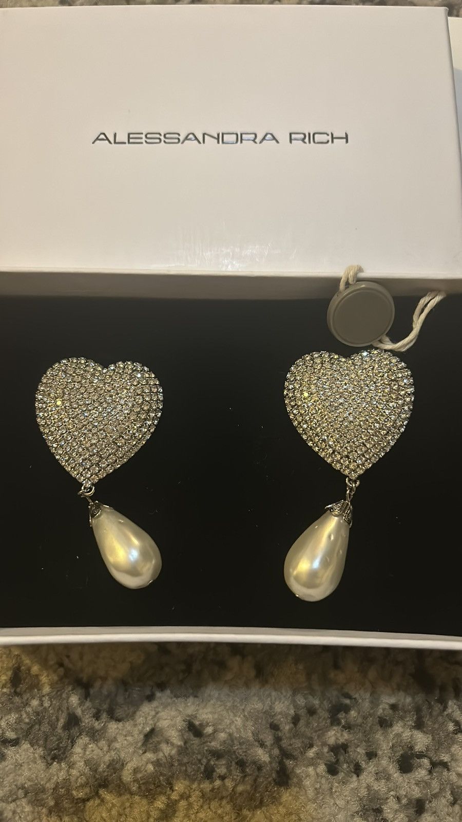 Alessandra Rich Alessandra Rich Heart Silver-tone Faux pearl Clip Earring Size ONE SIZE - 5 Thumbnail