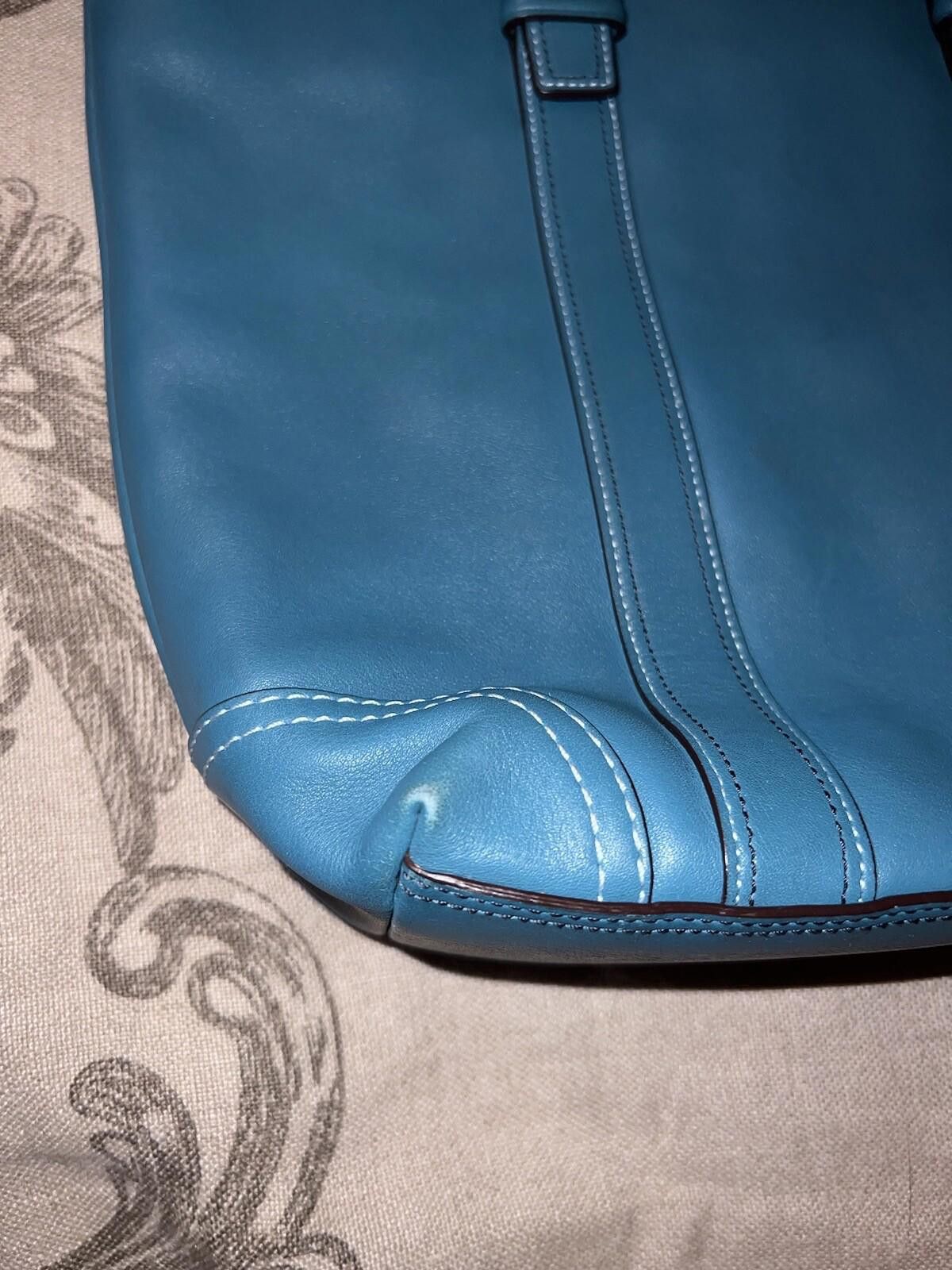 Coach SPRING Teal Peacock Blue Coach Bag Tote Purse Carry All Zip Size ONE SIZE - 9 Thumbnail
