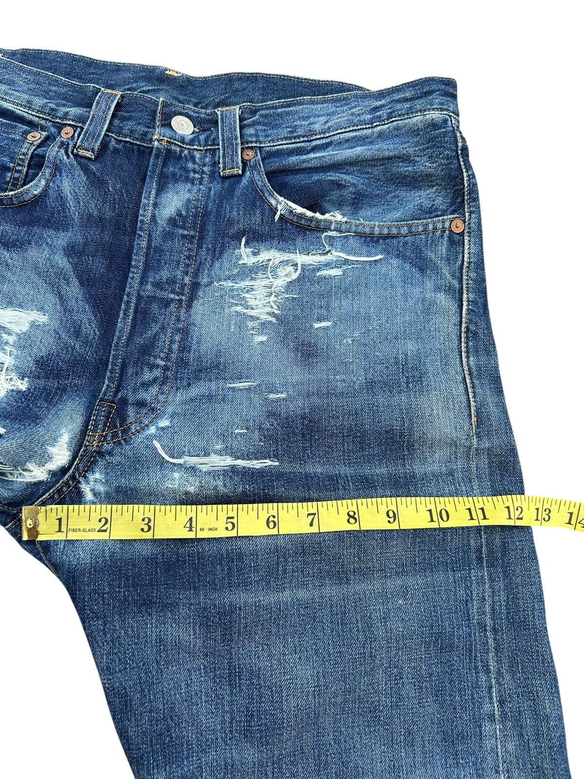 Kapital Thrashed Levis 501XX Big E Selvedge Distressed Denim Jeans Size US 35 - 21 Thumbnail