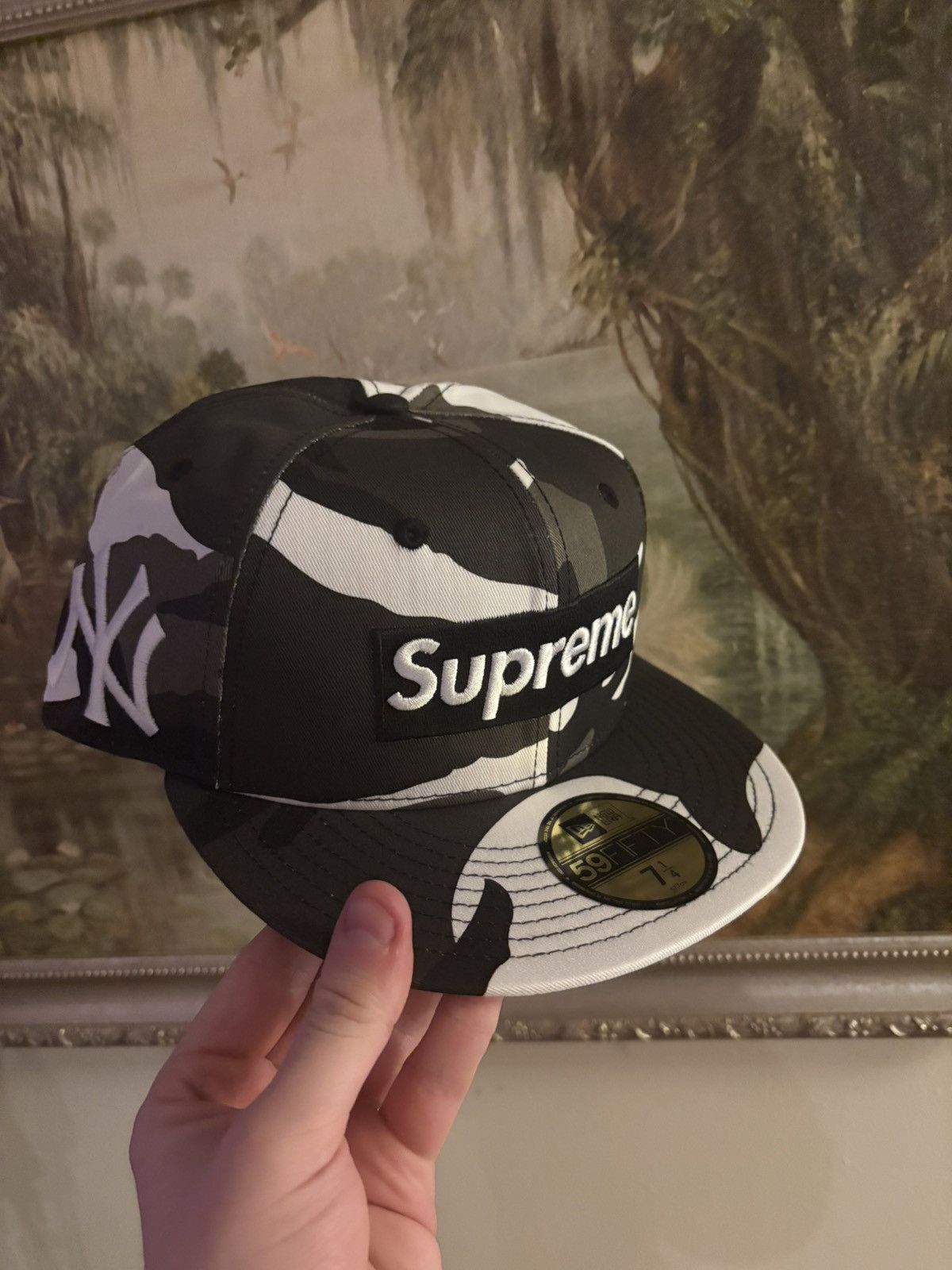 Supreme MLB Yankees Hat Cap Fitted Snow Camo 7 1/4