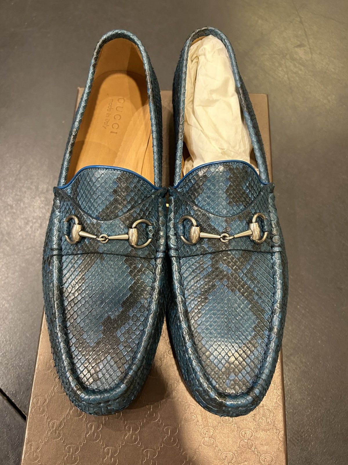 Gucci Gucci Horsebit Snakeskin Loafers - Blue Size US 11.5 / EU 44-45 - 4 Thumbnail