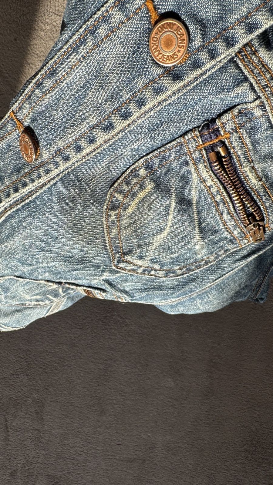 DKNY Vintage 00s Distressed Mudwash Dirty Jeans Jacket y2k lgb Size M / US 6-8 / IT 42-44 - 5 Thumbnail