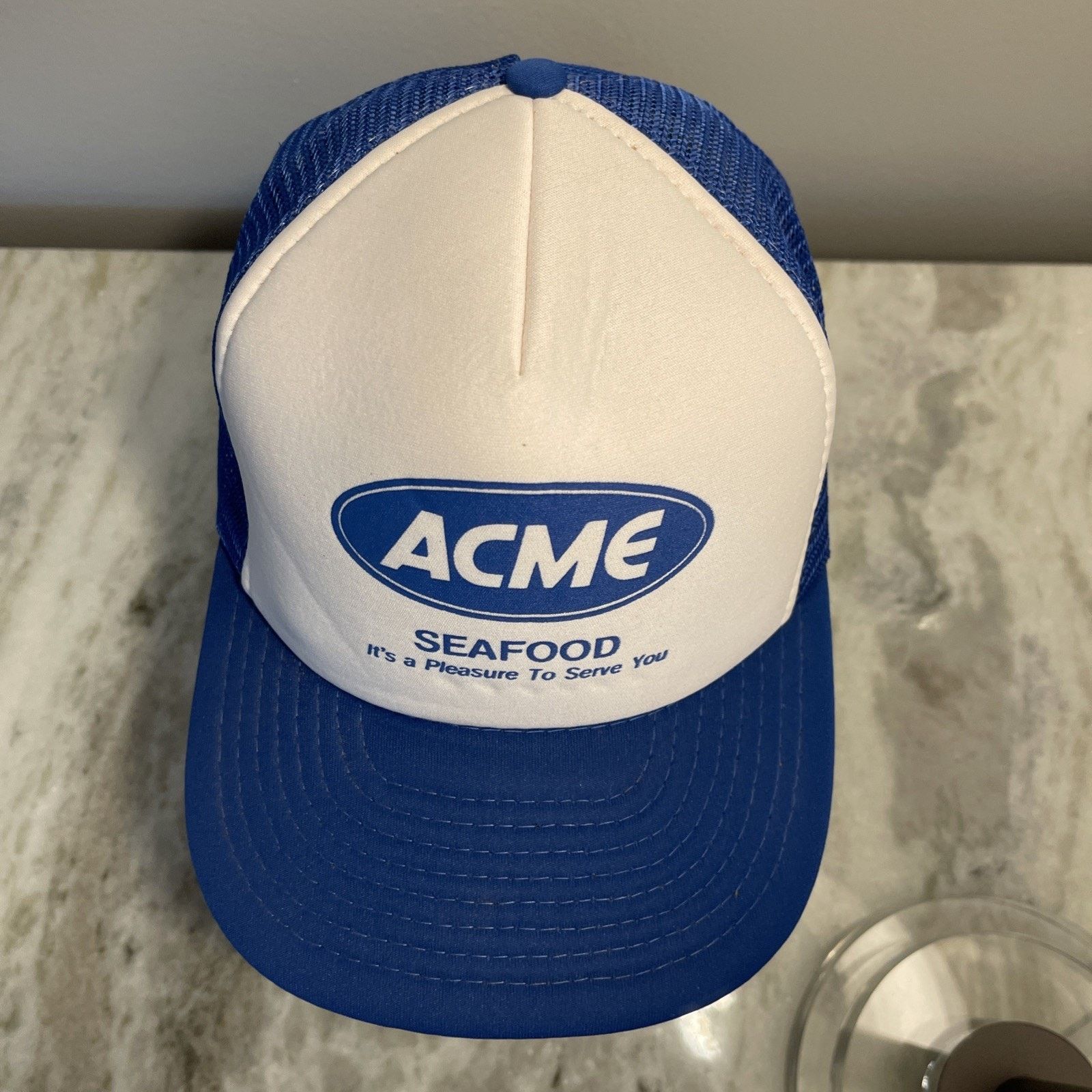 Vintage Vtg 1980’s Trucker Hat Snapback Cap ACME Seafood Rare EUC 2 Size ONE SIZE - 3 Thumbnail