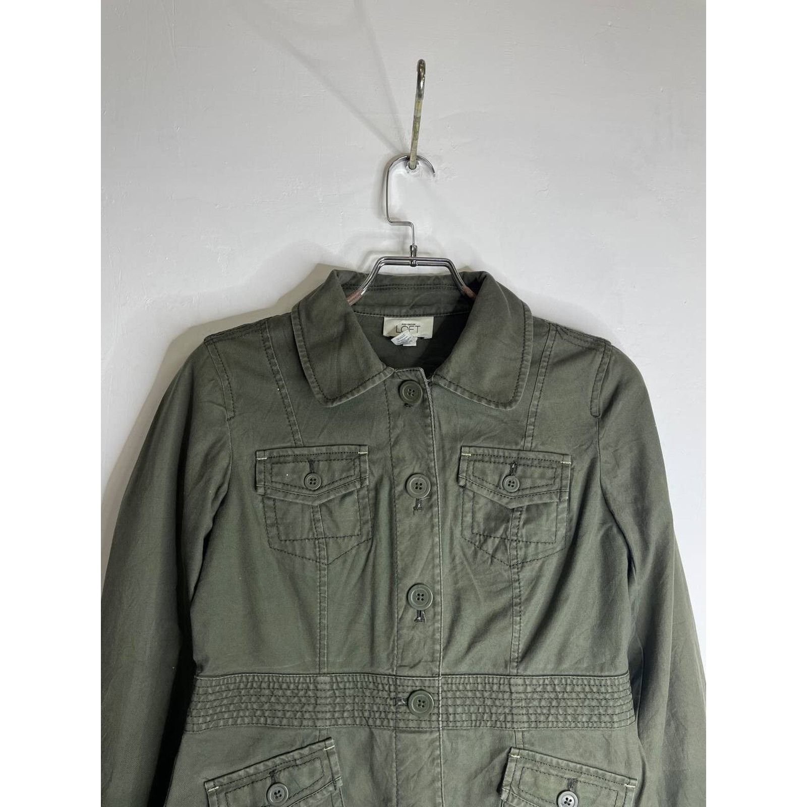 Loft × Vintage Vintage Ann Taylor LOFT Military Style Green Jacket Utility Size S / US 4 / IT 40 - 4 Thumbnail