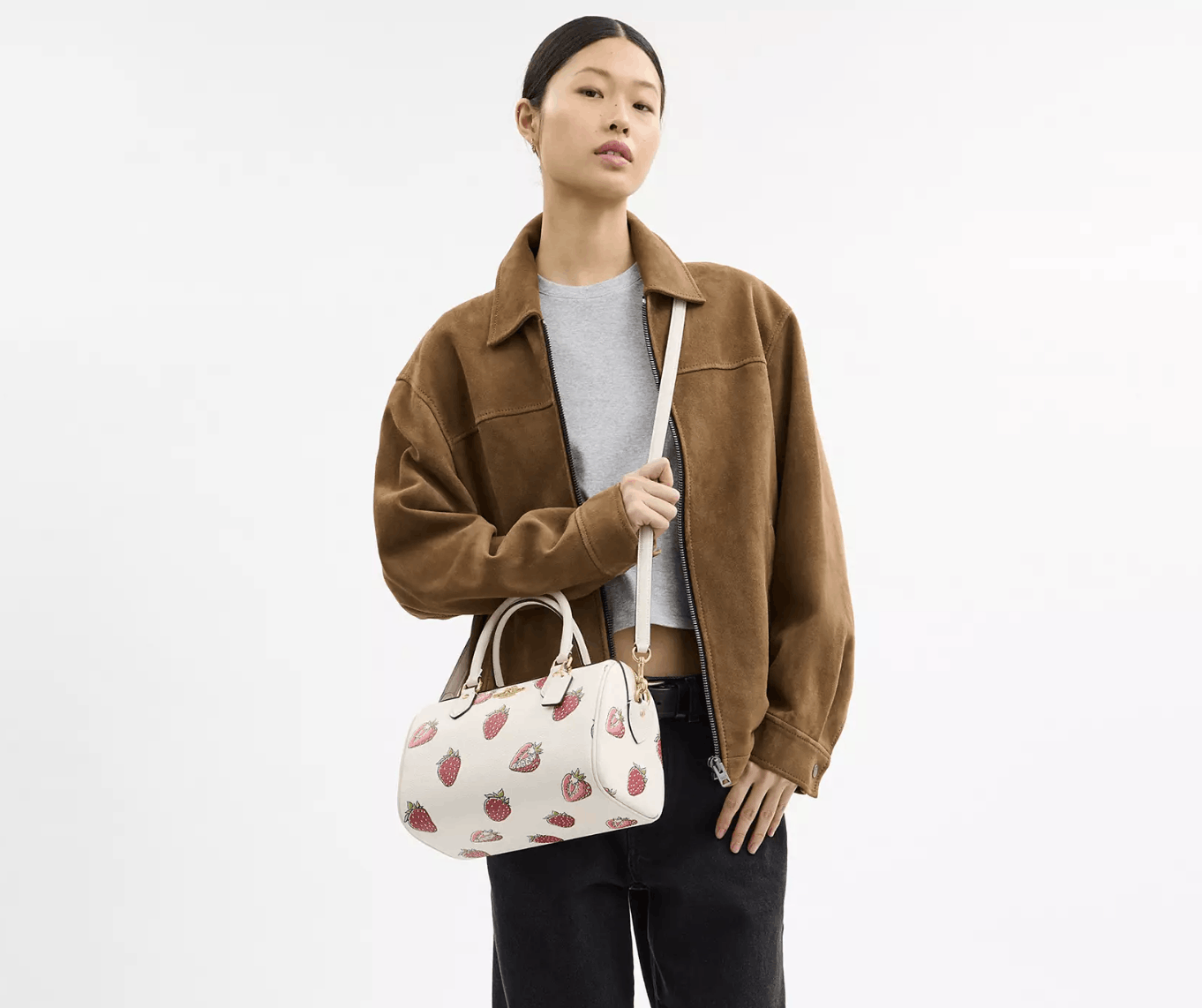 Coach Rowan Satchel Bag With Strawberry Print CAL63 Size ONE SIZE - 7 Thumbnail