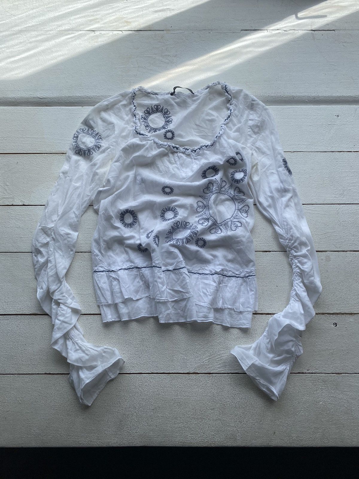 🔥 marithe francois girbaud white gothic blouse women top m