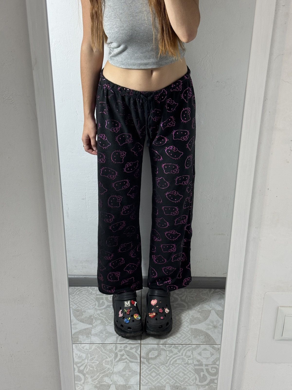 Cartoon Network VINTAGE HELLO KITTY MONOGRAM CUTE PYJAMA PANTS Size 30" / US 8 / IT 44 - 2 Thumbnail