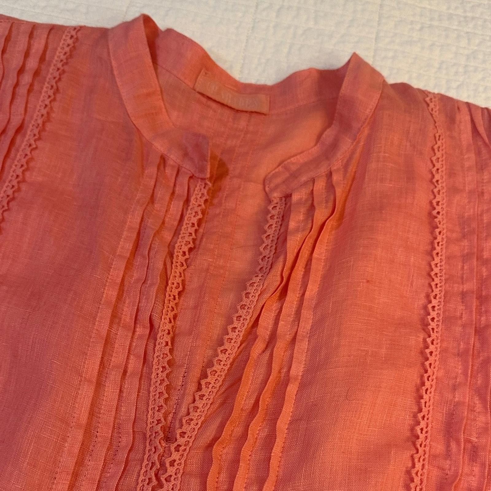 CP Shades CP SHADES Small Linen Tunic Dress Coral 3/4 sleeve Coastal Size S / US 4 / IT 40 - 2 Thumbnail