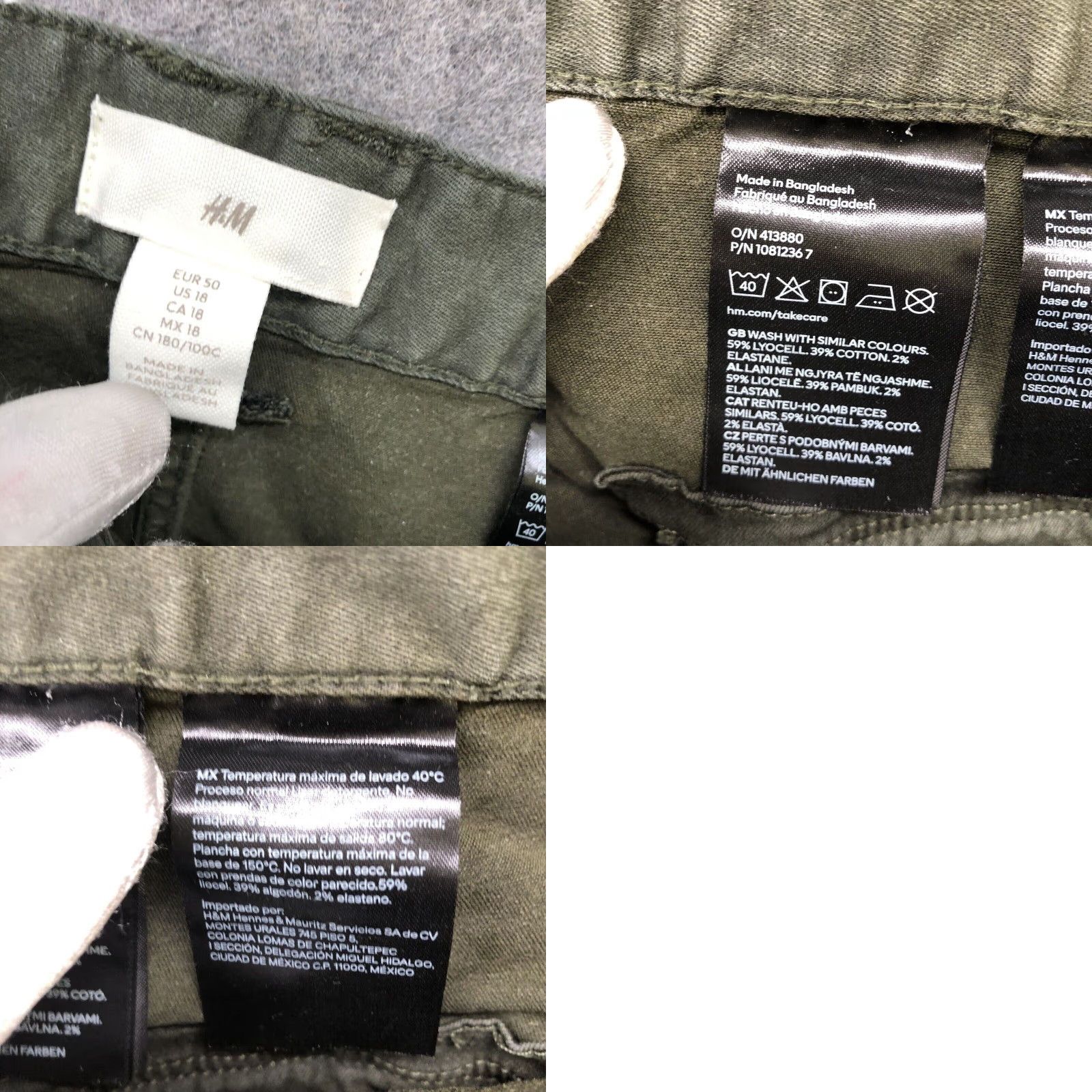 H&M H&M Womens High Rise Cargo Jeans Army Green Size 18 Extra Large XL Skinny Slim Size 40" / US 18 - 8 Thumbnail