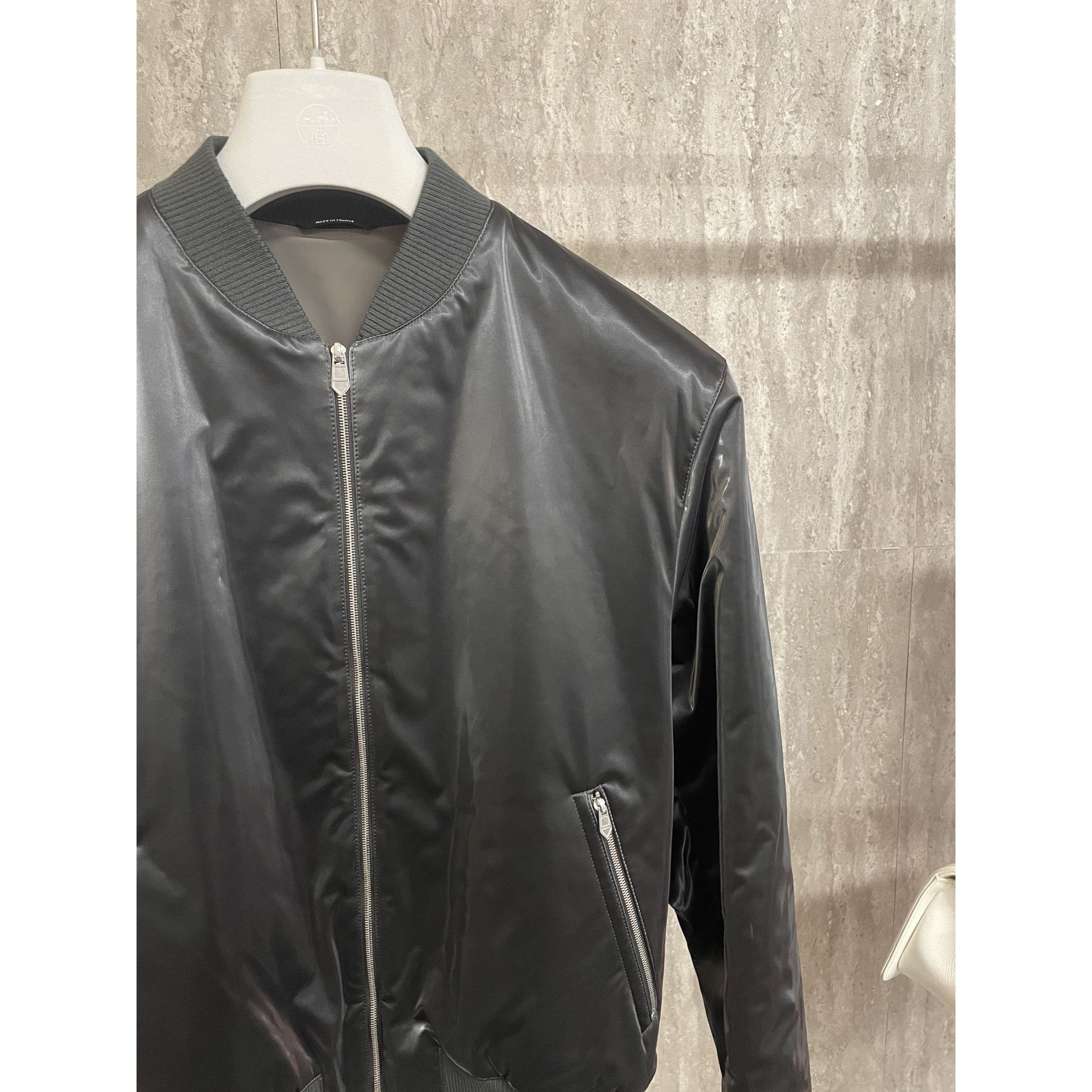 Hermes Hermes Mens Black Satin Bomber Jacket With Zippered Pockets Size US M / EU 48-50 / 2 - 3 Thumbnail