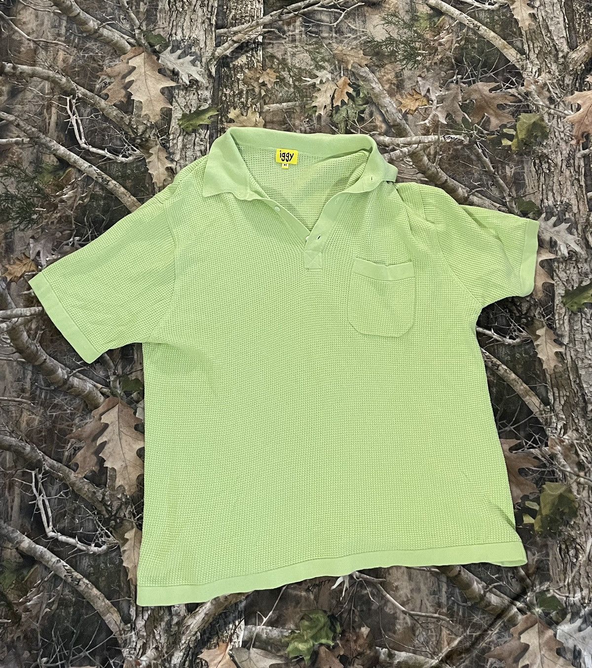 image of Iggy Nyc Knitted Mesh Polo in Green, Men's (Size XL)