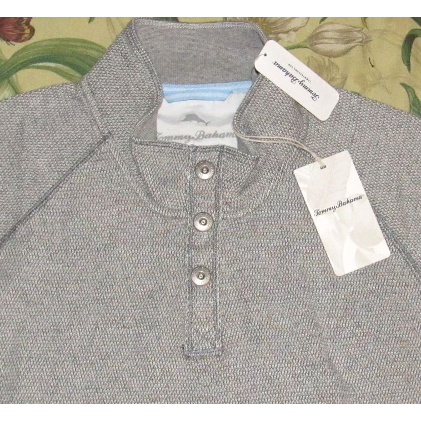 Tommy Bahama VINTAGE TOMMY BAHAMA Fog Grey Cedar Springs Snap Mock Sweater 3XLT NWT Size US XXL / EU 58 / 5 - 2 Thumbnail