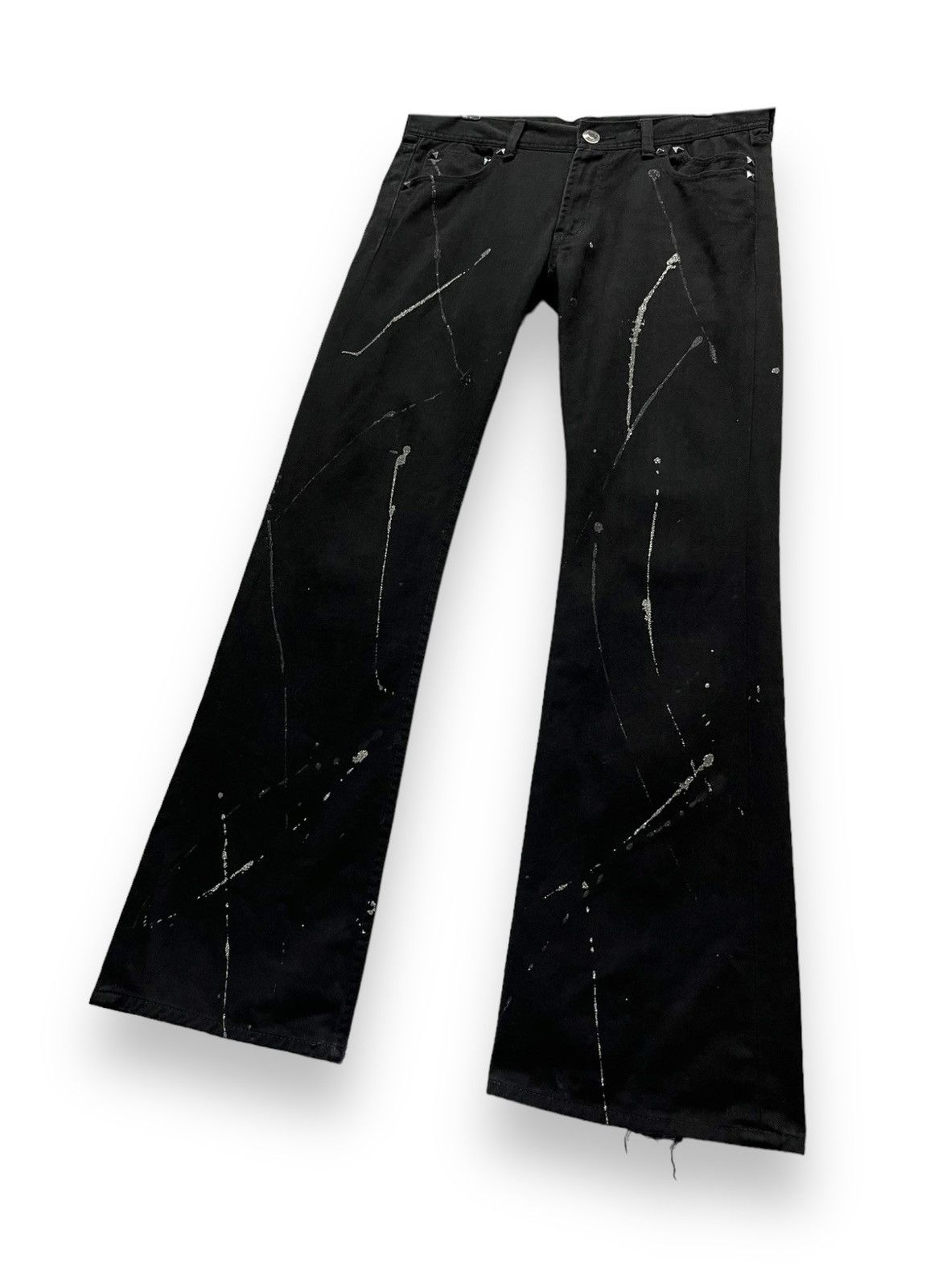FLARE🔥SORRIDERE Glitter Splash Union Jack Punk Gothic Denim