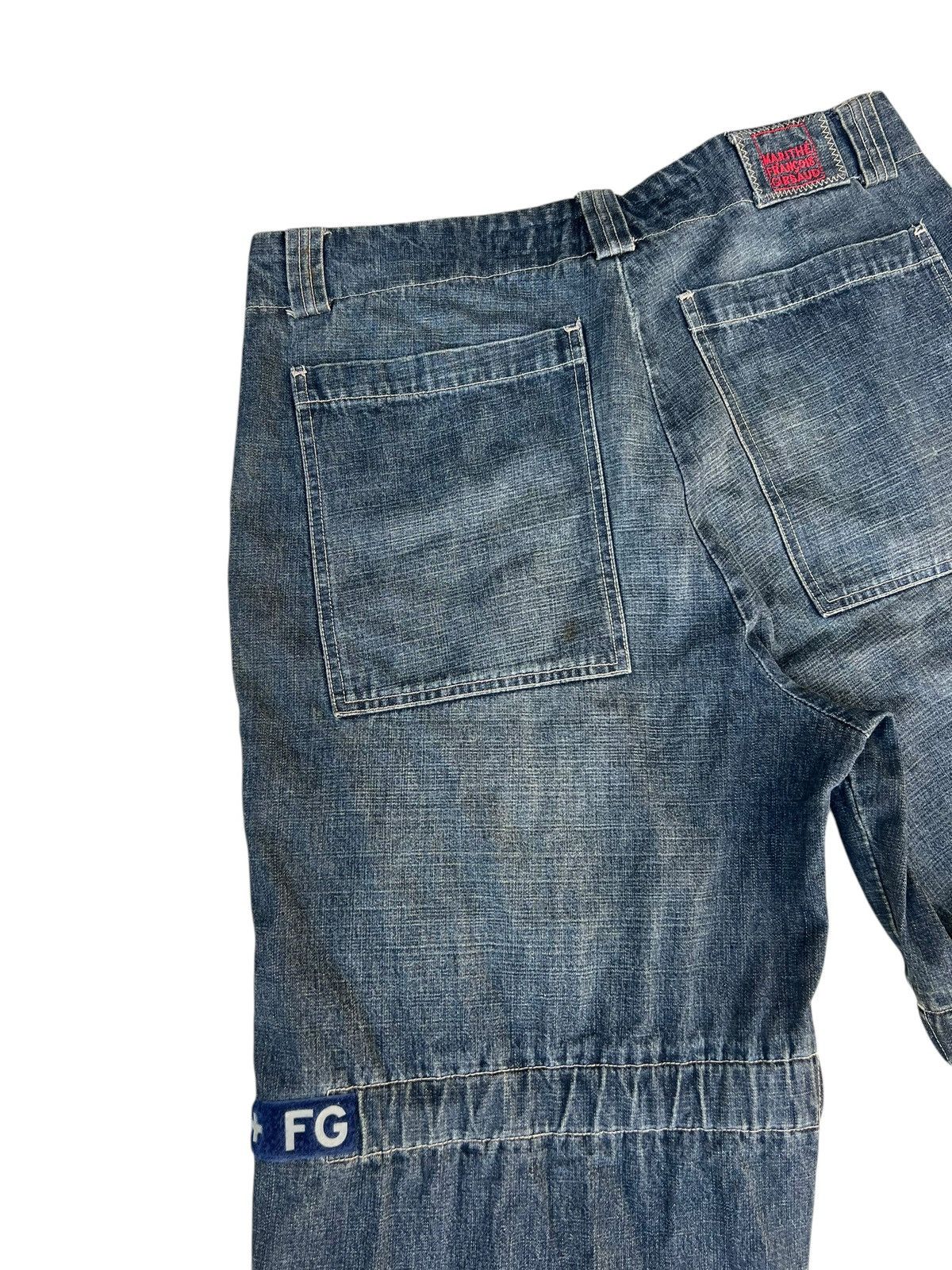 Marithe + Francois Girbaud 90s MFG Dirty Mud Stains Denim Blue Strap Bondage Jeans Size US 36 / EU 52 - 15 Thumbnail