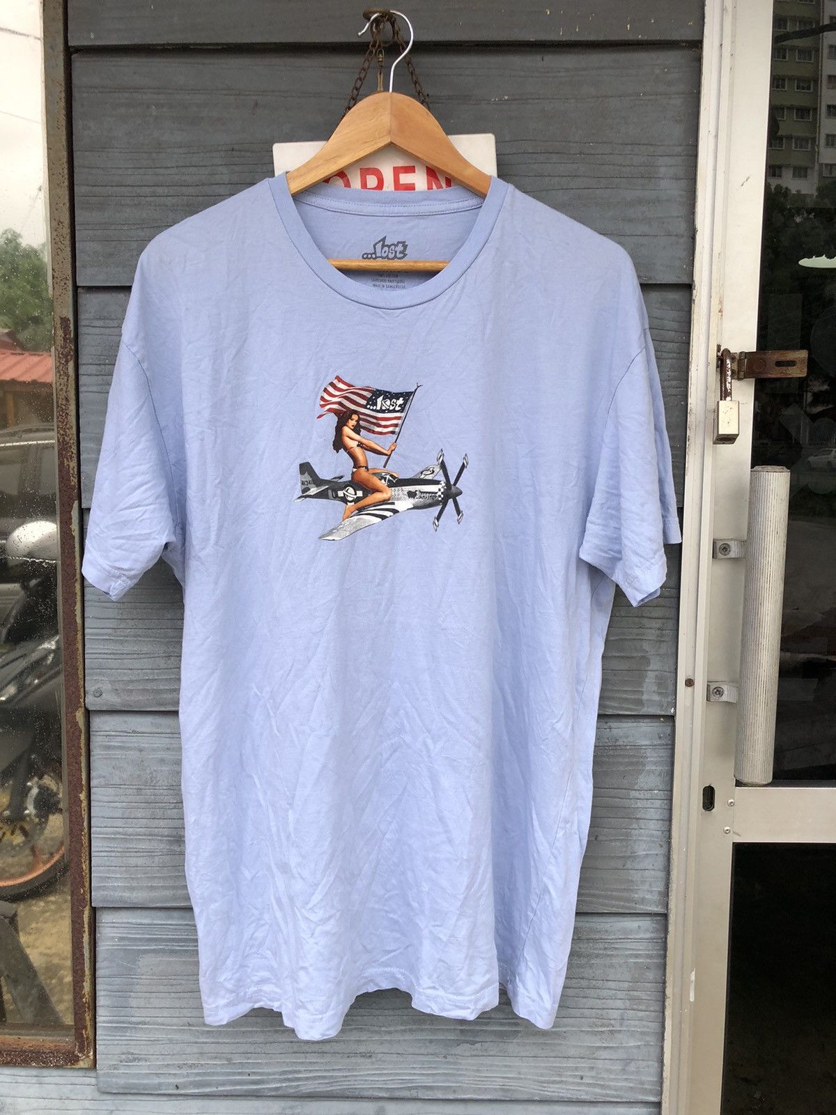 Hysteric Glamour × Vintage 🔥Vintage Y2K🔥RARE Lost Industries Girl Usa Plane Tshirt Size US XL / EU 56 / 4 - 2 Thumbnail