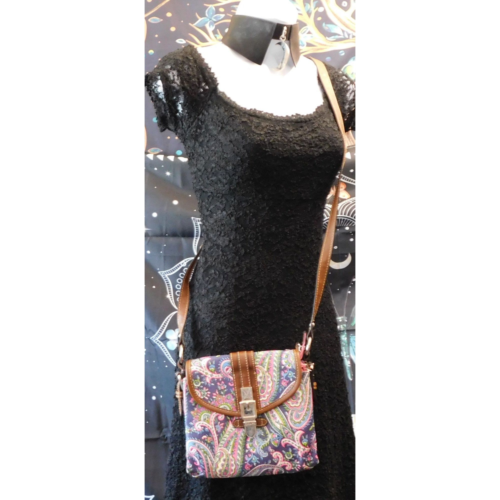 Chaps Chaps Rainbow Paisley Crossbody Bag With Brown Accents Size ONE SIZE - 1 Thumbnail