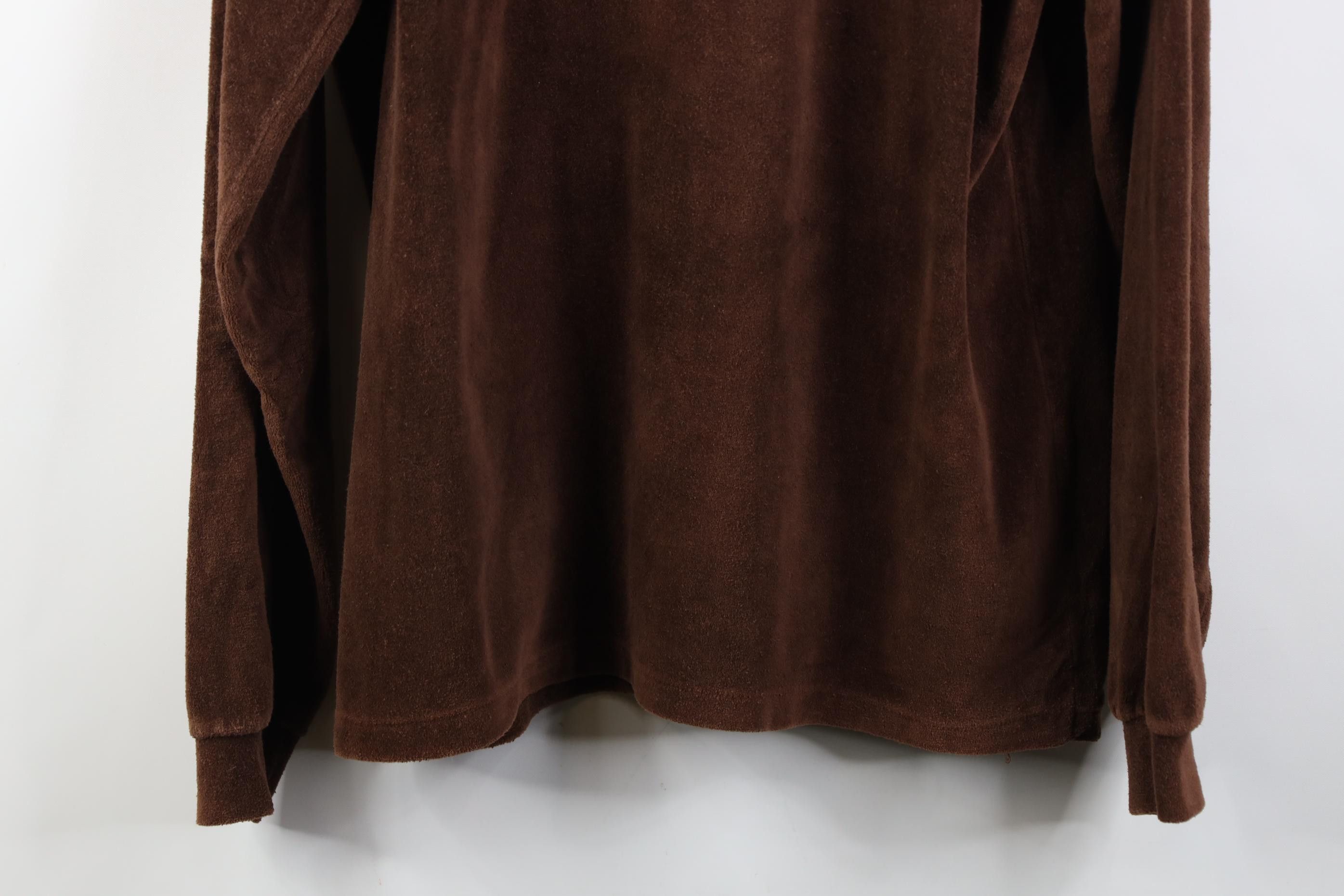 Vintage Vintage 70s Streetwear Velour Long Sleeve Polo Brown USA Size US L / EU 52-54 / 3 - 12 Thumbnail