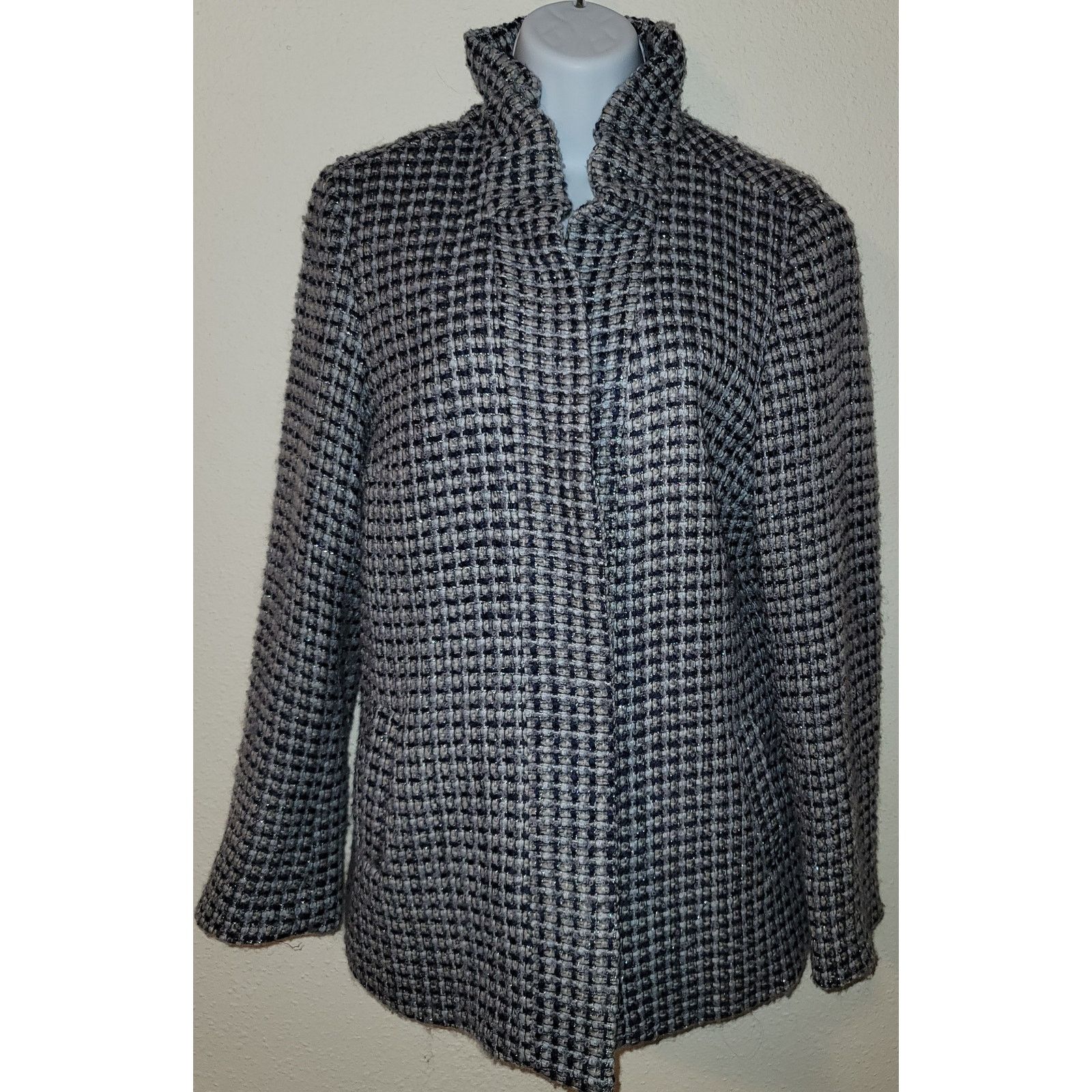 Coldwater Creek Coldwater Creek Blue Silver Open Front Women's Blazer 14 Size XL / US 12-14 / IT 48-50 - 1 Thumbnail