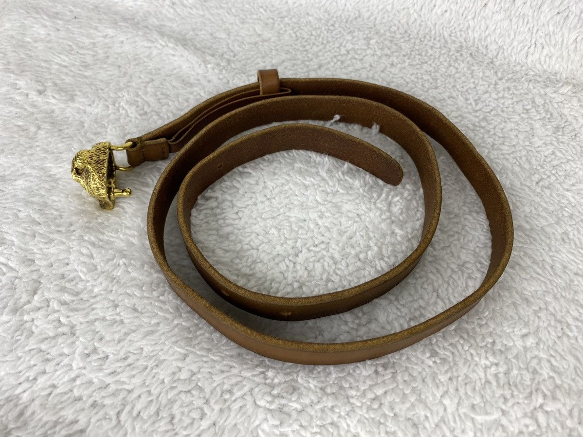 Gucci Authentic GUCCI Tiger Head / Feline Thin Brown Leather Belt Size 32 - 16 Thumbnail
