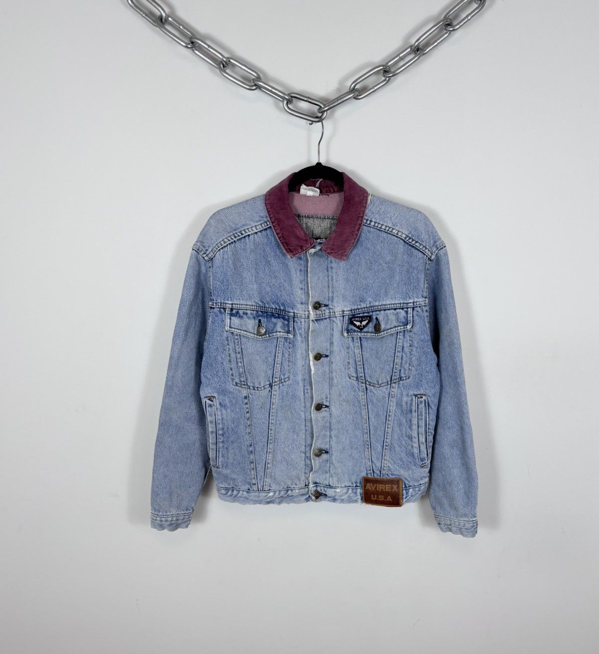 Avirex Vintage Avirex USA Men’s Light Blue Flight Denim Jacket Size US M / EU 48-50 / 2 - 1 Thumbnail