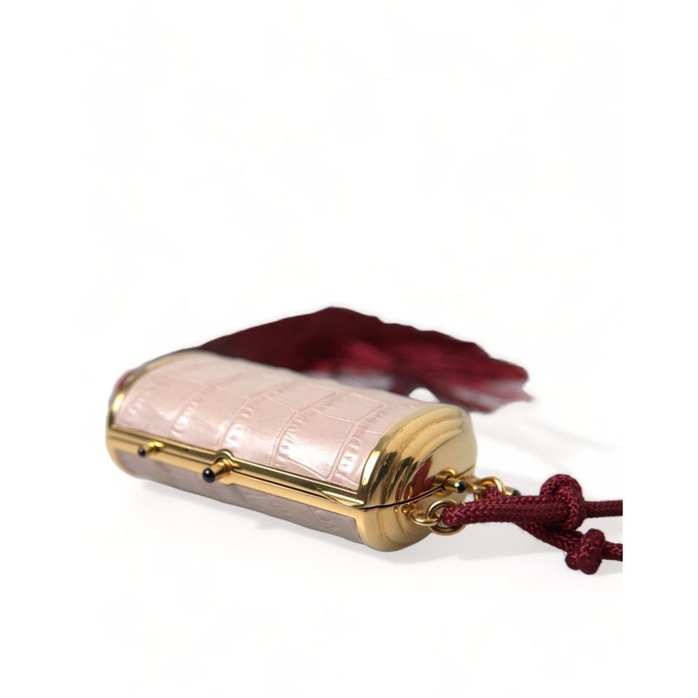 Dolce & Gabbana Dolce & Gabbana Pink Exotic Leather Mini Mirror Tassel Makeu Size ONE SIZE - 4 Thumbnail